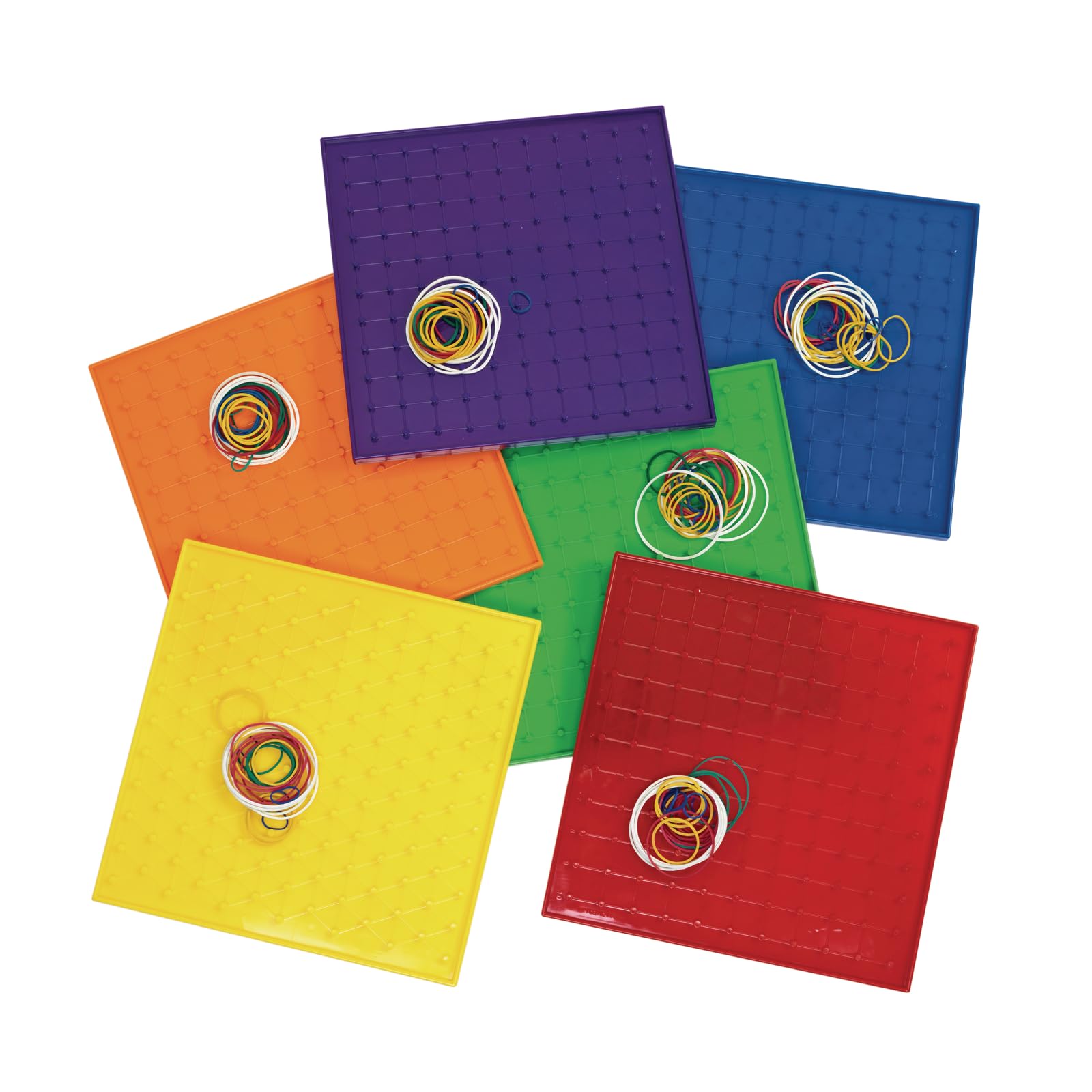 Excellerations 9 inches Colorful Double-Sided Safe Sturdy Geoboards Set of 6 Boards 144 Rubberbands - Image 3