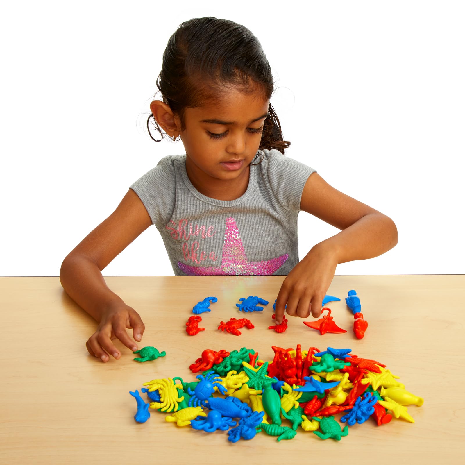 Excellerations Math Manipulatives Set of 128 Sea Creature Counters 1-1/2 inches -2 inches, STEM Educational Toys for Mathematics, Preschool - Image 5
