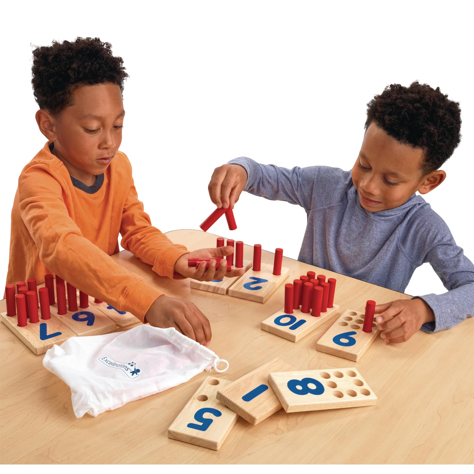 Excellerations Peg Number Board, Included: 10 Rubberwood Boards + 55 Wood Pegs + Storage Bag, Montessori Math Materials, Learning Manipulatives, Counting for Kids, Reggio Emilia Classroom Essentials - Image 5