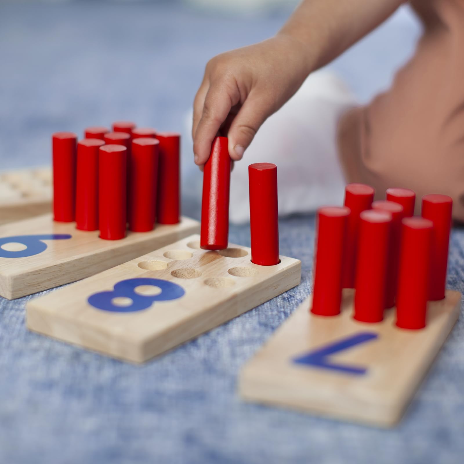 Excellerations Peg Number Board, Included: 10 Rubberwood Boards + 55 Wood Pegs + Storage Bag, Montessori Math Materials, Learning Manipulatives, Counting for Kids, Reggio Emilia Classroom Essentials - Image 6