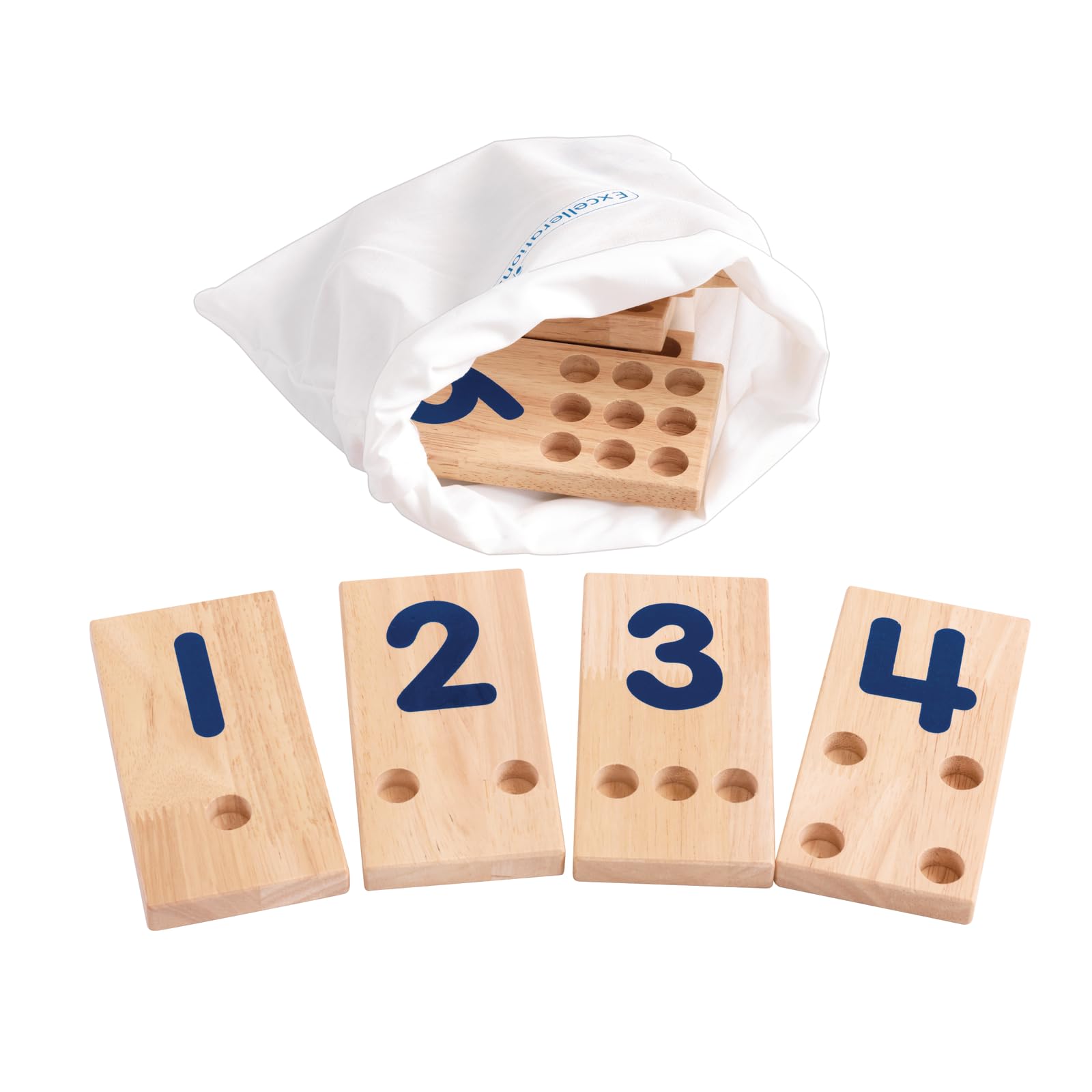 Excellerations Peg Number Board, Included: 10 Rubberwood Boards + 55 Wood Pegs + Storage Bag, Montessori Math Materials, Learning Manipulatives, Counting for Kids, Reggio Emilia Classroom Essentials - Image 8