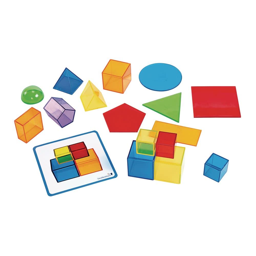 Excellerations STEM Translucent Shapes Set with Activity Cards 71 Pieces, Prek Math, Light Table Math Tools, Patterning, Sorting, Colors & Shapes - Image 3