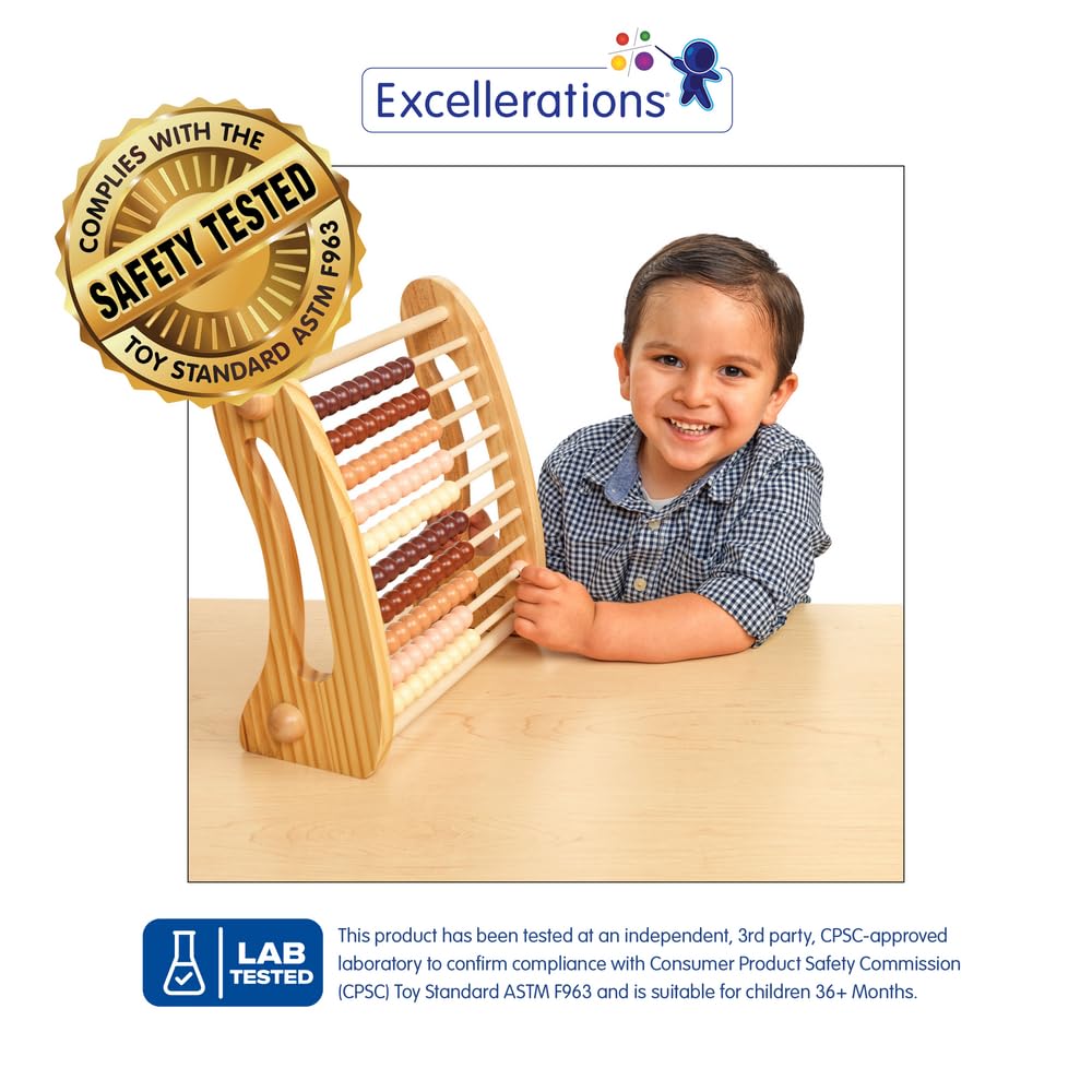 Excellerations Wooden Abacus - Natural - 12"H by 11"W - Kids Math, Counting Beads - Image 2