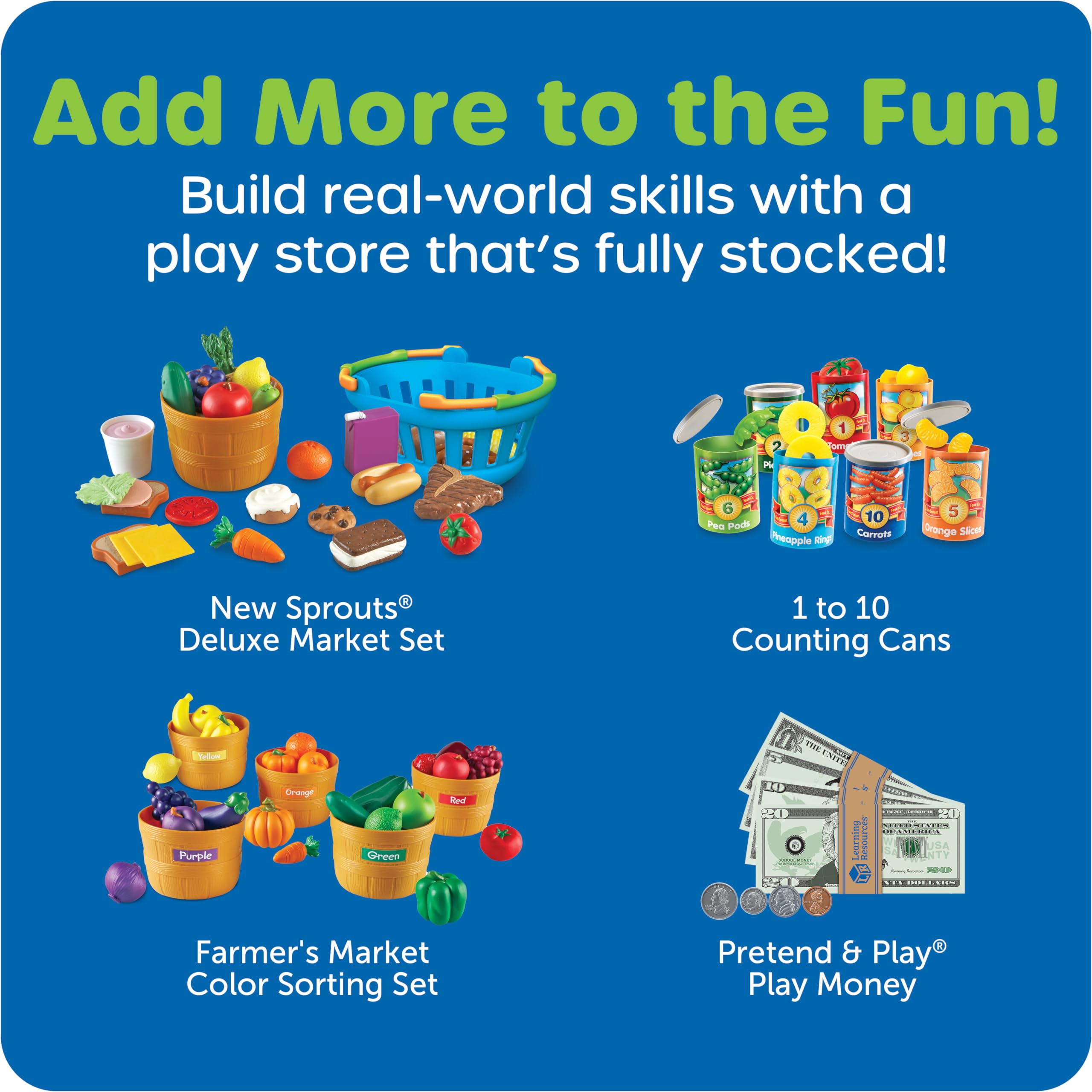 Learning Resources Pretend & Play Teaching Cash Register - Math Games, Shopping Grocery Store Playset, Fine Motor Skills, Gifts For Boys and Girls - Image 7