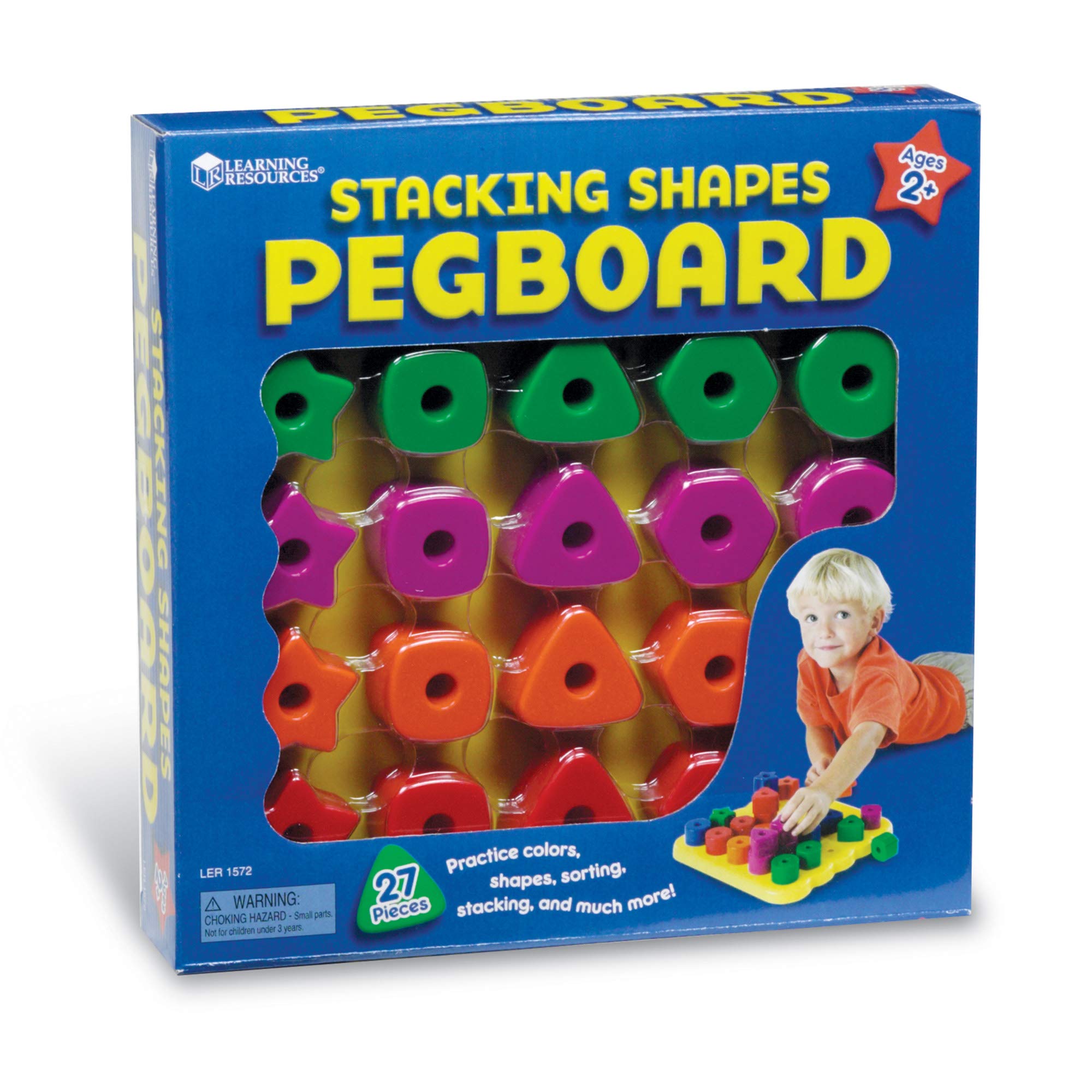 Learning Resources Stacking Shapes Pegboard, Toddler Activity,Fine Motor Toy, Gifts for Boys and Girls, 27 Piece Set, Ages 2+ - Image 5