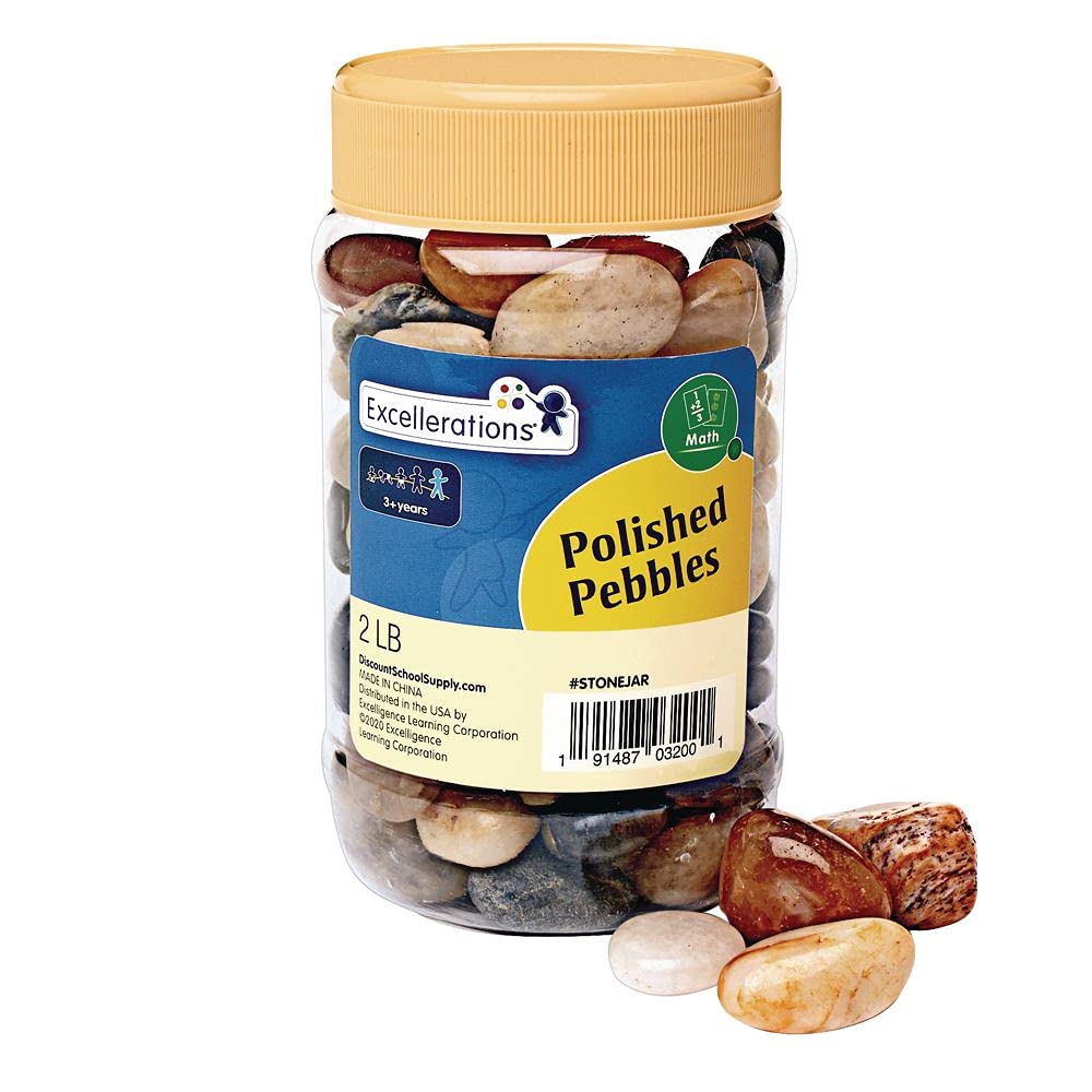 Polished Stones - 2 lbs. Excellerations Loose Parts, Polished Pebbles for Sorting and Counting, upcycled Materials, Educational Toys for Kids - Image 4