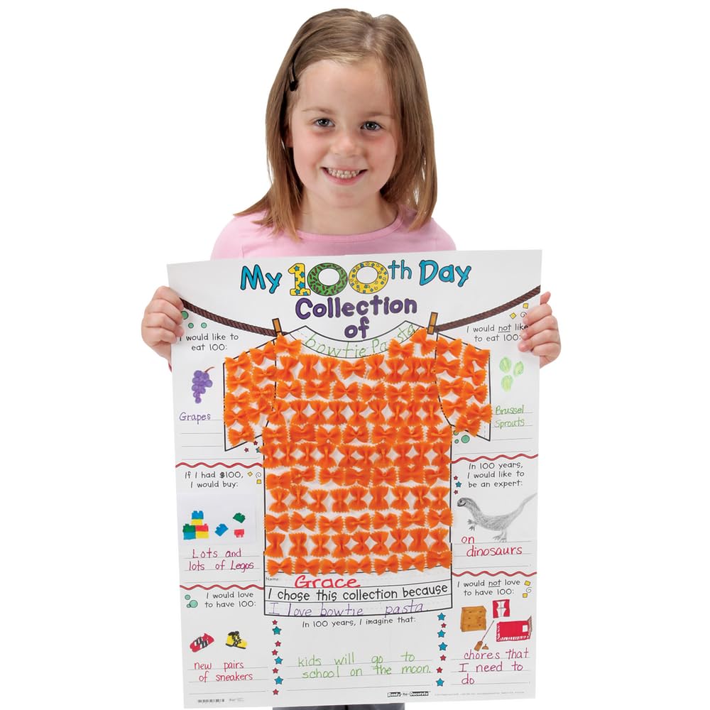 Really Good Stuff 100th Day of School Decorate Posters- 24 Pack- My 100th Day Collection Tee Posters- 100th Day Activities for The Classroom - Image 2