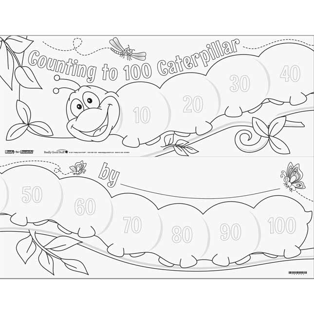 Really Good Stuff 100th Day of School Decorate Posters- Count to 100 Caterpillar Posters-100th Day Activities for the Classroom, 17 x 22 Inch, 24 Pack,White - Image 2