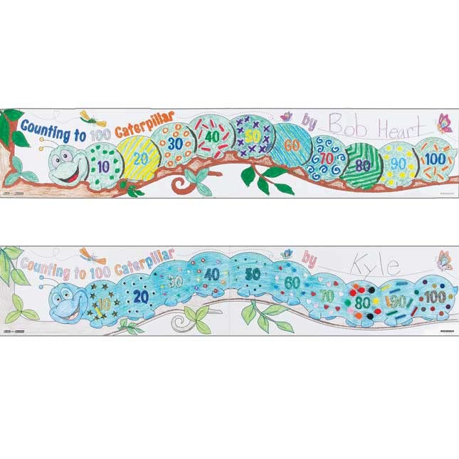 Really Good Stuff 100th Day of School Decorate Posters- Count to 100 Caterpillar Posters-100th Day Activities for the Classroom, 17 x 22 Inch, 24 Pack,White - Image 3
