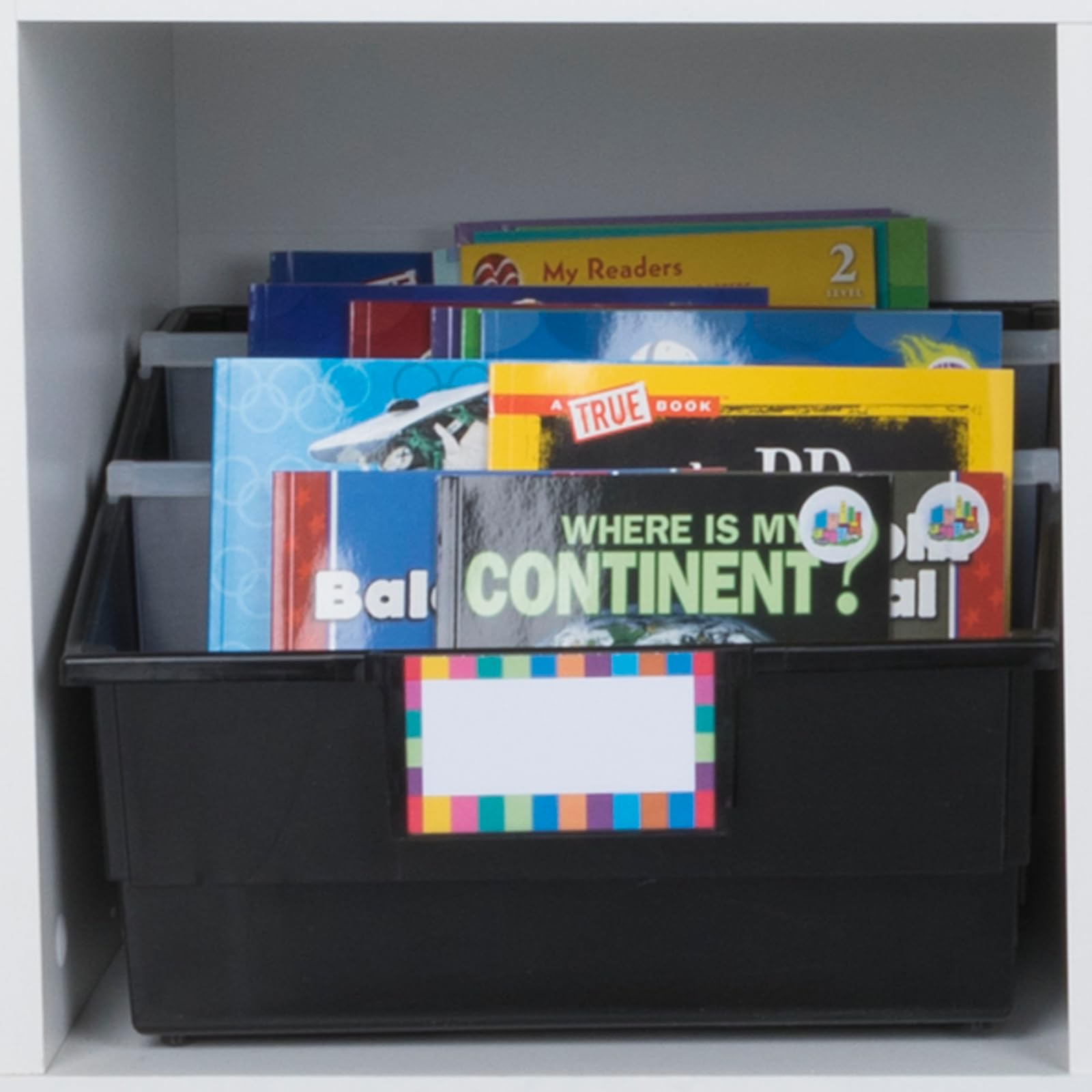 Really Good Stuff 12-Pack Single-Color Picture Book Classroom Library Bins with Dividers - Image 3