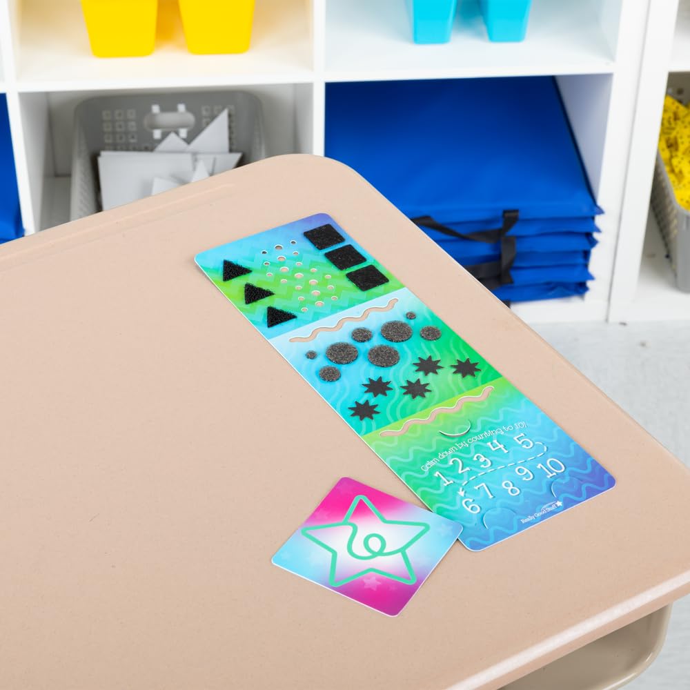 Really Good Stuff 12PK Sensory Deluxe Plastic Desktop Reference Nameplate with 19 Textured Shapes, Cut-Out Squiggles, and a Removable Sensory Design to take on The go - Image 3