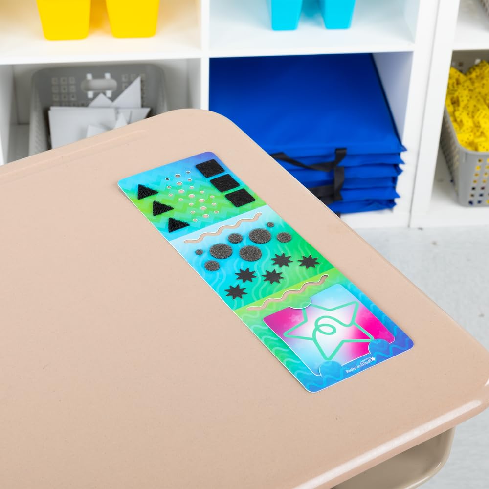 Really Good Stuff 12PK Sensory Deluxe Plastic Desktop Reference Nameplate with 19 Textured Shapes, Cut-Out Squiggles, and a Removable Sensory Design to take on The go - Image 4