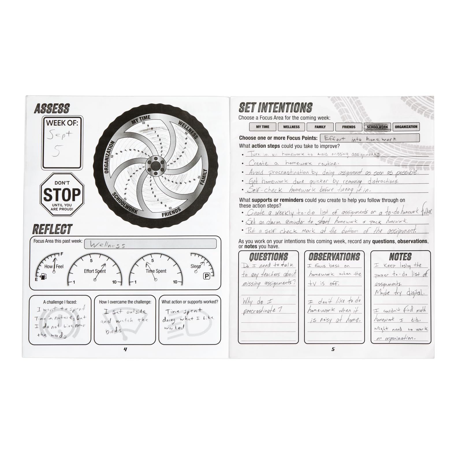 Really Good Stuff 12PK Weekly Wheel Self-Management Journal - Upper Grade Social Emotional Learning - Self Management - Image 3