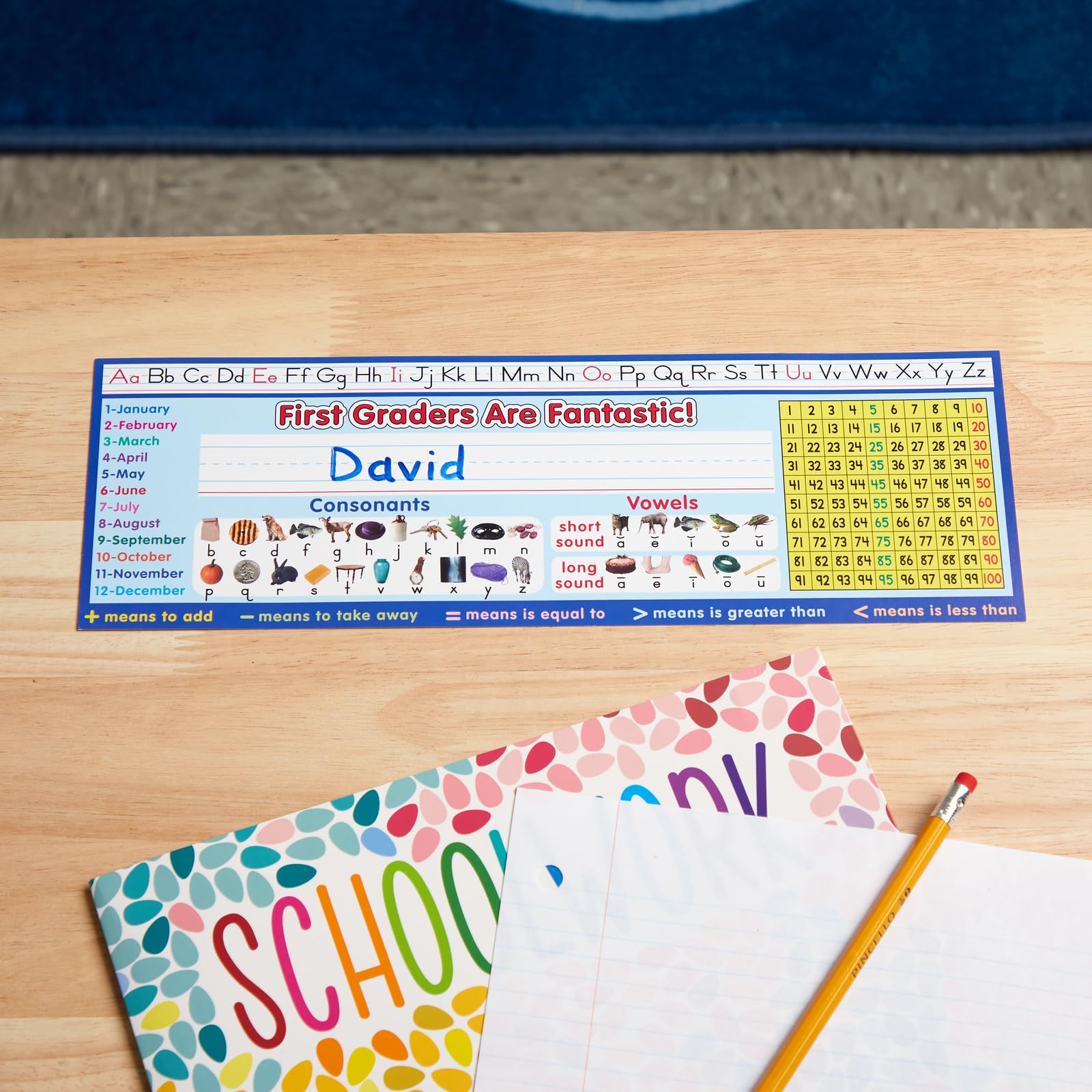 Really Good Stuff 12PK Zaner-Bloser First Grade Two-Sided Cardstock Desktop Helpers with Self-Adhesive Sleeves and Testing Inserts - Image 4