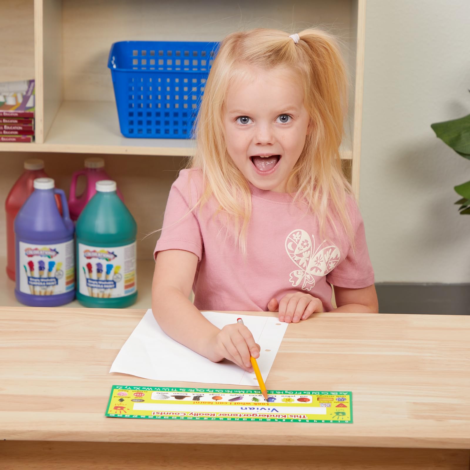 Really Good Stuff 12PK Zaner-Bloser Kindergarten Double-Sided Cardstock Desktop Reference Nameplate with Self-Adhesive Sleeves and Testing Inserts - Image 3