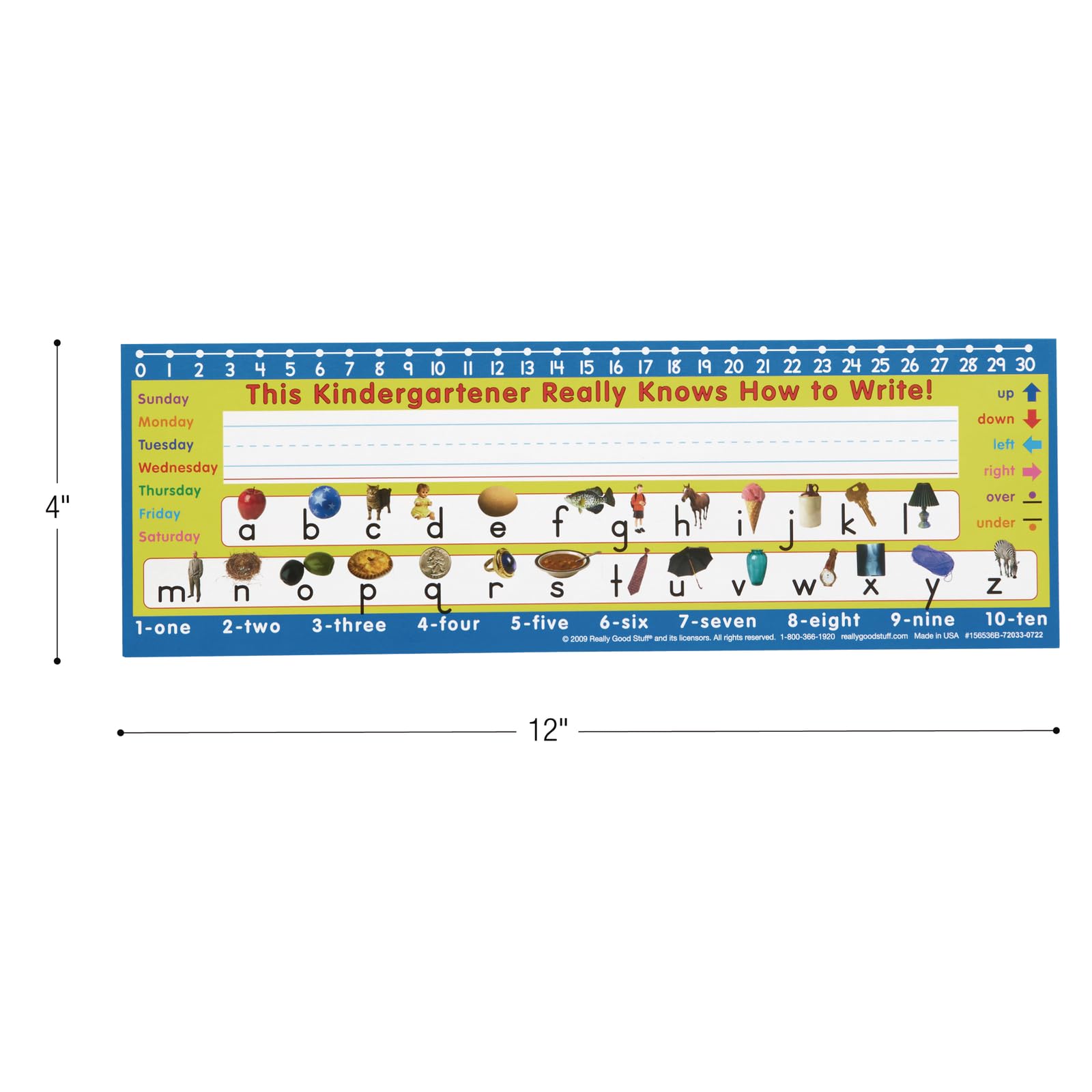 Really Good Stuff 12PK Zaner-Bloser Kindergarten Double-Sided Cardstock Desktop Reference Nameplate with Self-Adhesive Sleeves and Testing Inserts - Image 4