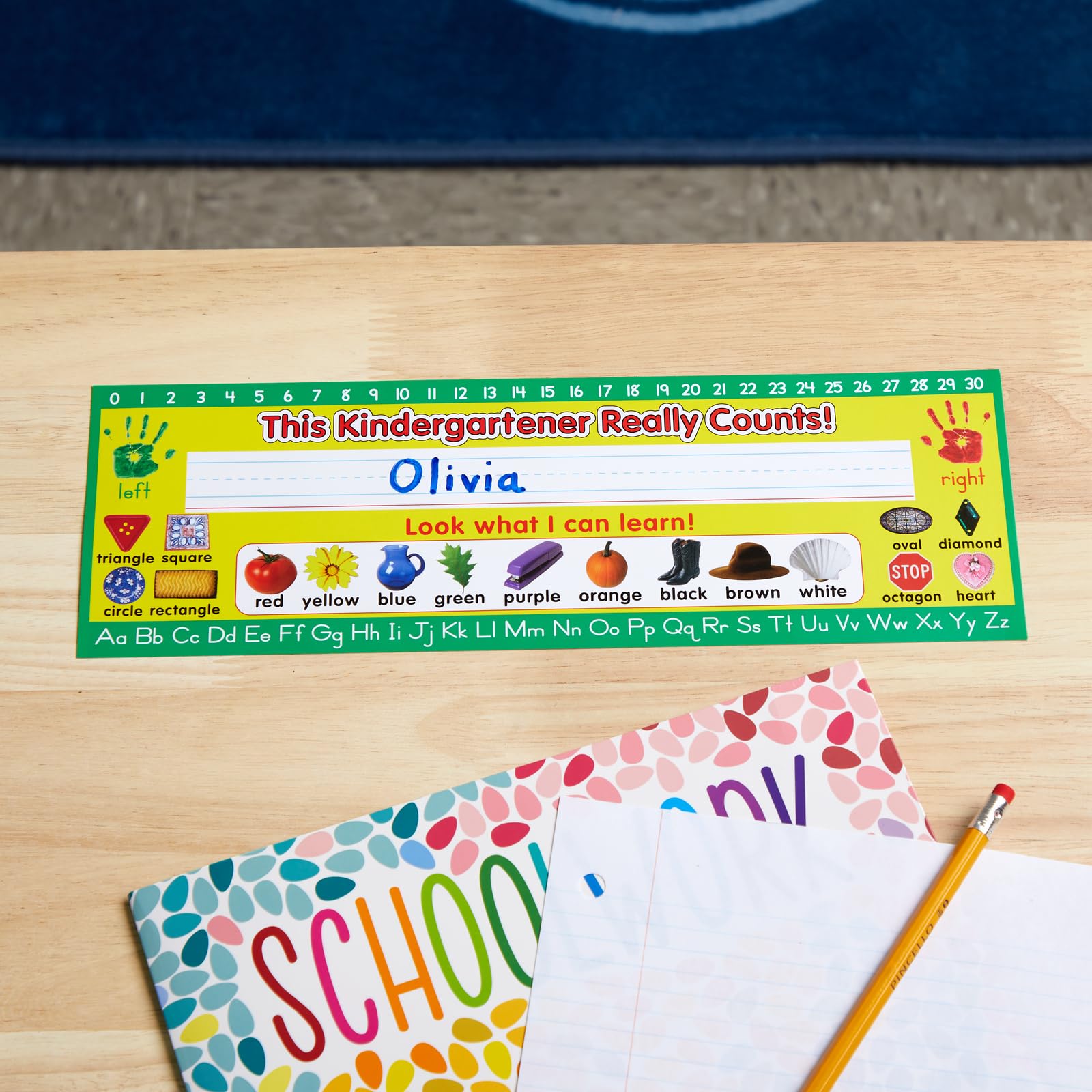Really Good Stuff 12PK Zaner-Bloser Kindergarten Double-Sided Cardstock Desktop Reference Nameplate with Self-Adhesive Sleeves and Testing Inserts - Image 5