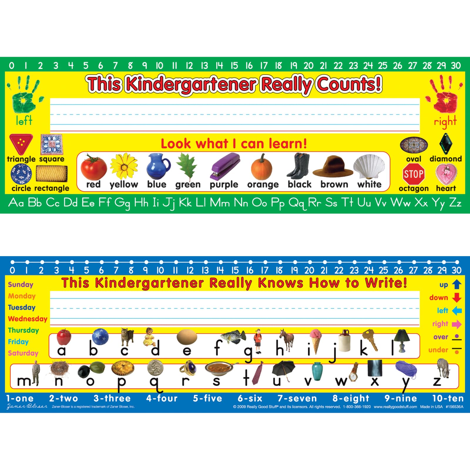 Really Good Stuff 12PK Zaner-Bloser Kindergarten Double-Sided Cardstock Desktop Reference Nameplate with Self-Adhesive Sleeves and Testing Inserts - Image 8
