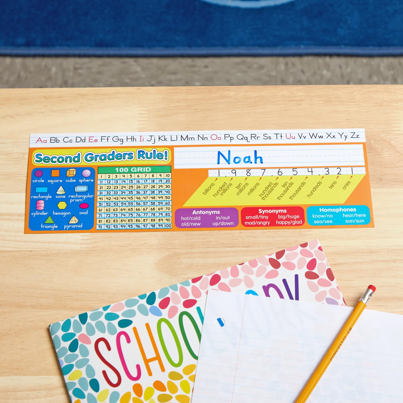 Really Good Stuff 12PK Zaner-Bloser Second Grade Two-Sided Cardstock Desktop Reference Nameplate with Self-Adhesive Sleeves and Testing Inserts - Image 5