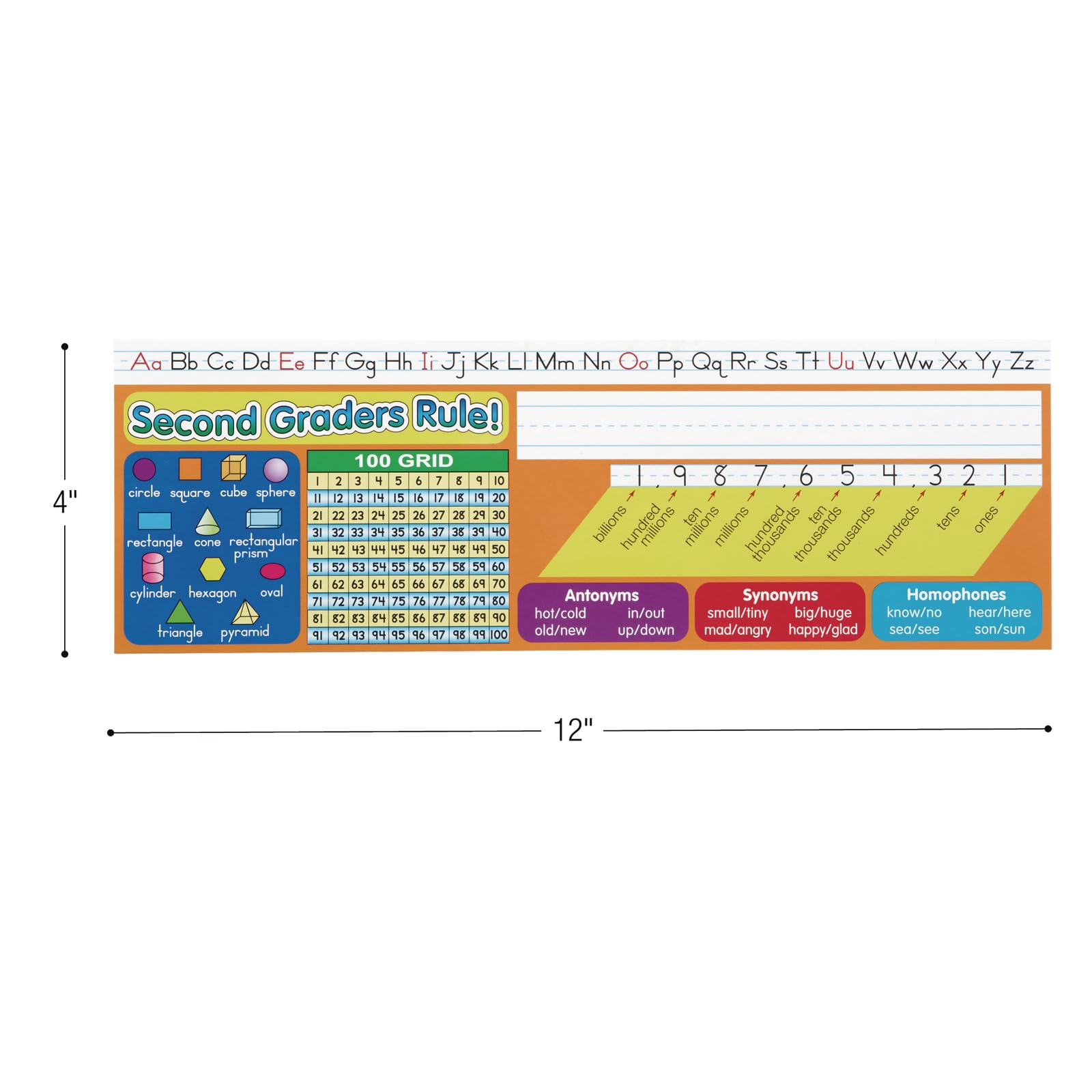 Really Good Stuff 12PK Zaner-Bloser Second Grade Two-Sided Cardstock Desktop Reference Nameplate with Self-Adhesive Sleeves and Testing Inserts - Image 6