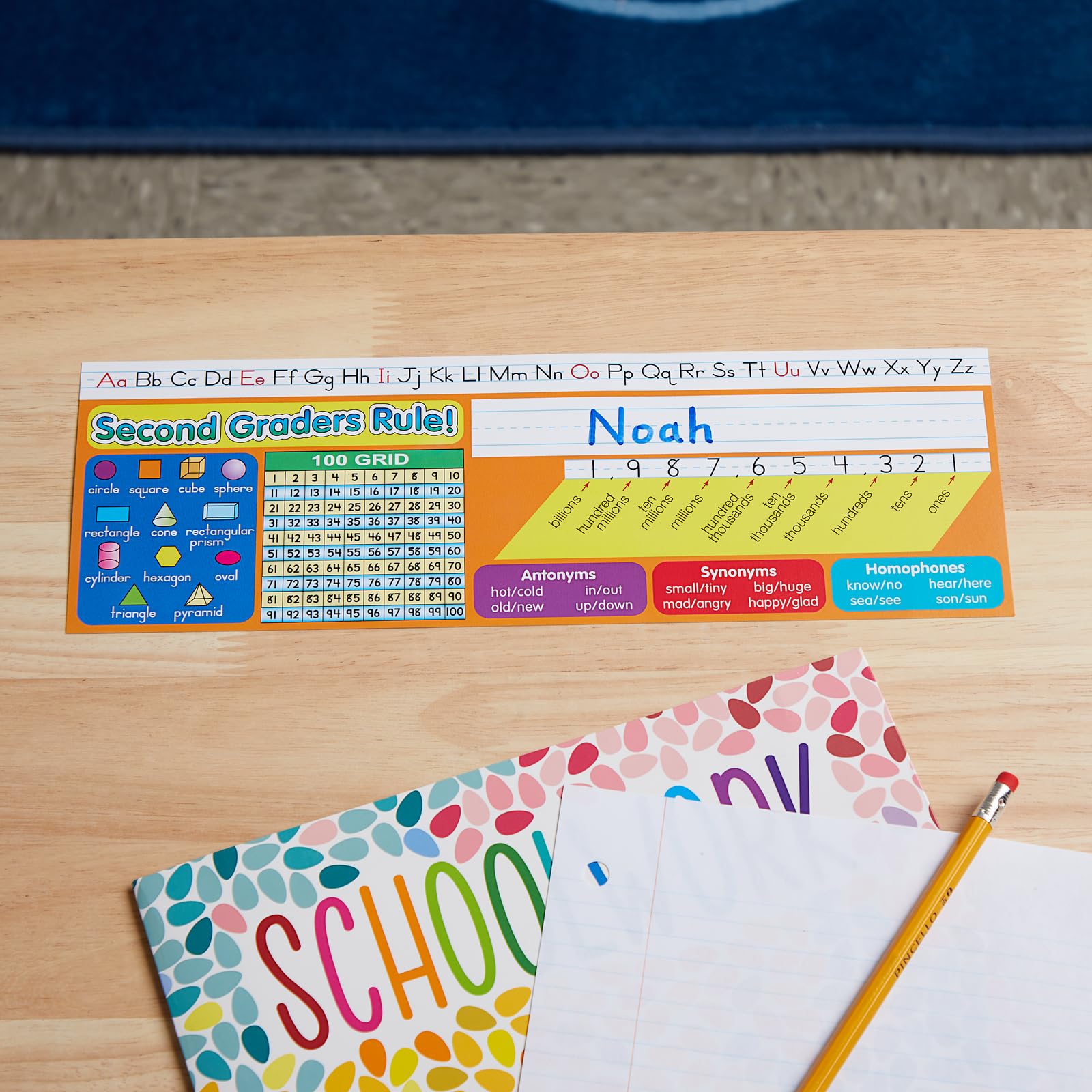 Really Good Stuff 12PK Zaner-Bloser Second Grade Two-Sided Cardstock Desktop Reference Nameplate with Testing Inserts - Image 6