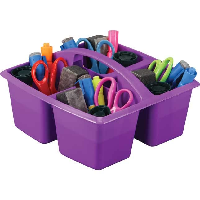 Really Good Stuff - 163999 Four-Equal-Compartment Caddies, Set of 6, Assorted Colors – Plastic Caddy Organizers with Built-in Handles and Stackable Design, Classroom Storage Made Easy - Image 3
