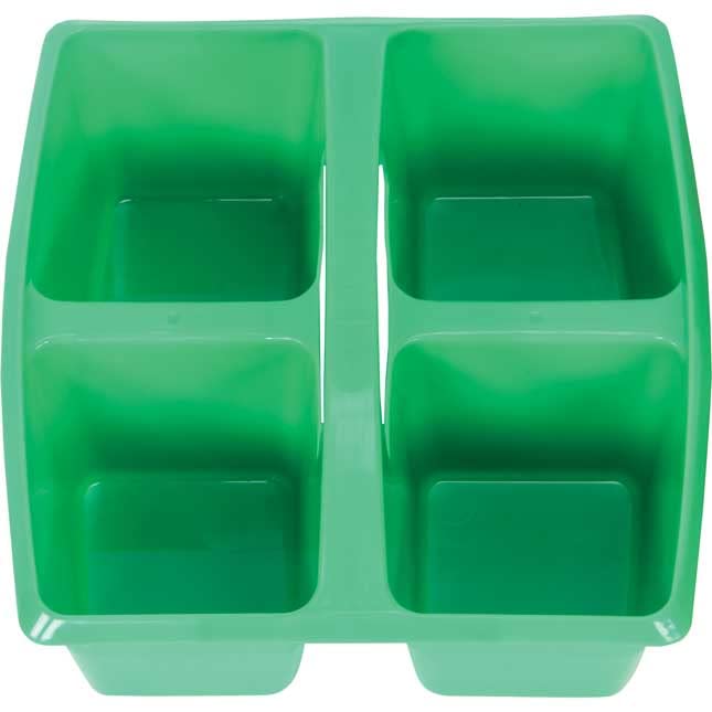 Really Good Stuff - 163999 Four-Equal-Compartment Caddies, Set of 6, Assorted Colors – Plastic Caddy Organizers with Built-in Handles and Stackable Design, Classroom Storage Made Easy - Image 4