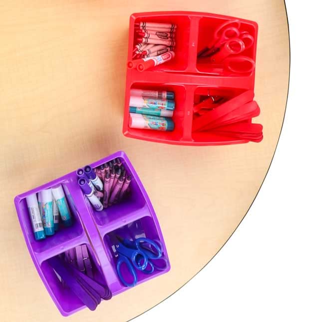 Really Good Stuff - 163999 Four-Equal-Compartment Caddies, Set of 6, Assorted Colors – Plastic Caddy Organizers with Built-in Handles and Stackable Design, Classroom Storage Made Easy - Image 7