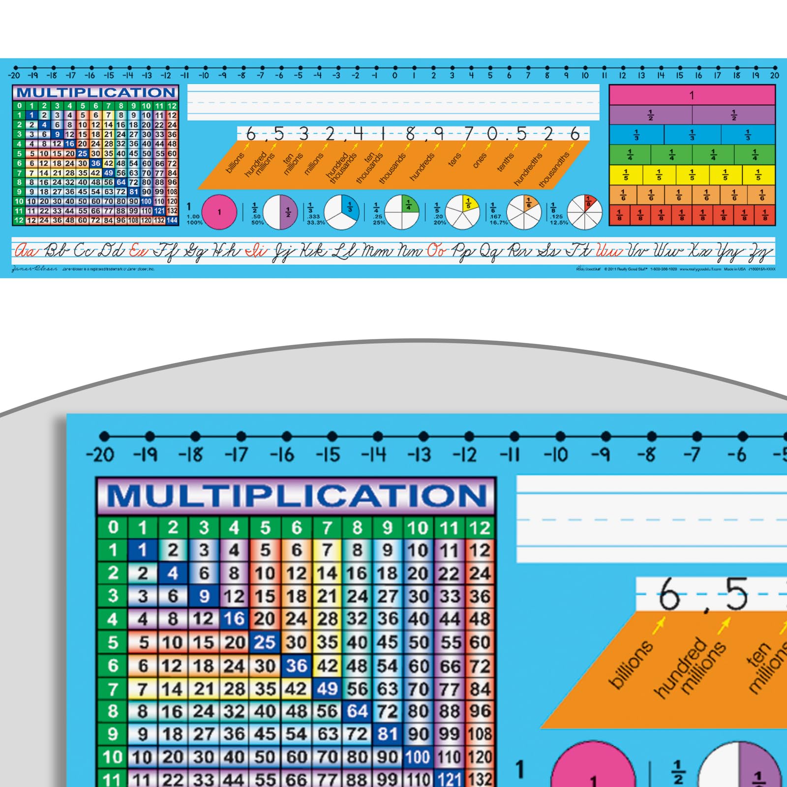 Really Good Stuff 24PK Zaner-Bloser Self-Adhesive Vinyl Desktop Reference Nameplate with Letters, Numbers, Place Values-Traditional Manuscript Name Tags