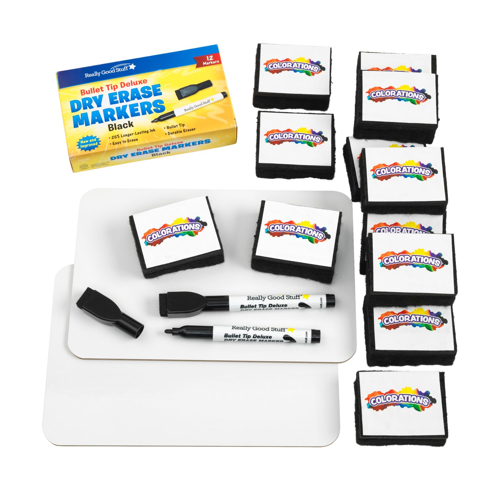 Really Good Stuff 9" X 6" Mini-Magnetic Dry Erase Boards - Set of 12 Boards, 12 Markers and 12 Erasers