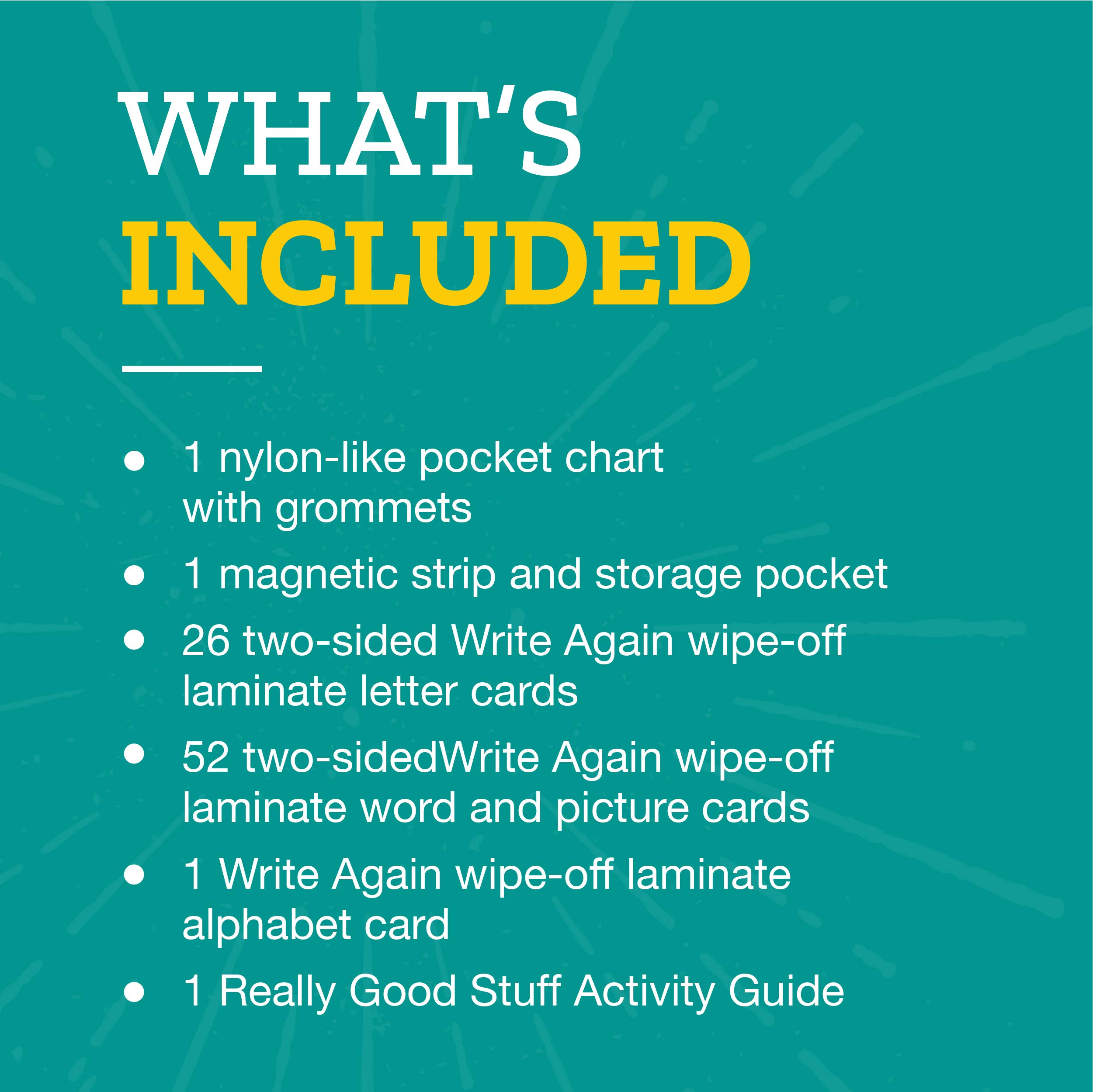 Really Good Stuff All About Letters Pocket Chart - 14" x 37" -Alphabet Learning - Practice Letter Sounds and Reading Basics- Grommets & Magnetic Strip for Easy Hanging, Elementary Classroom Must Haves - Image 2