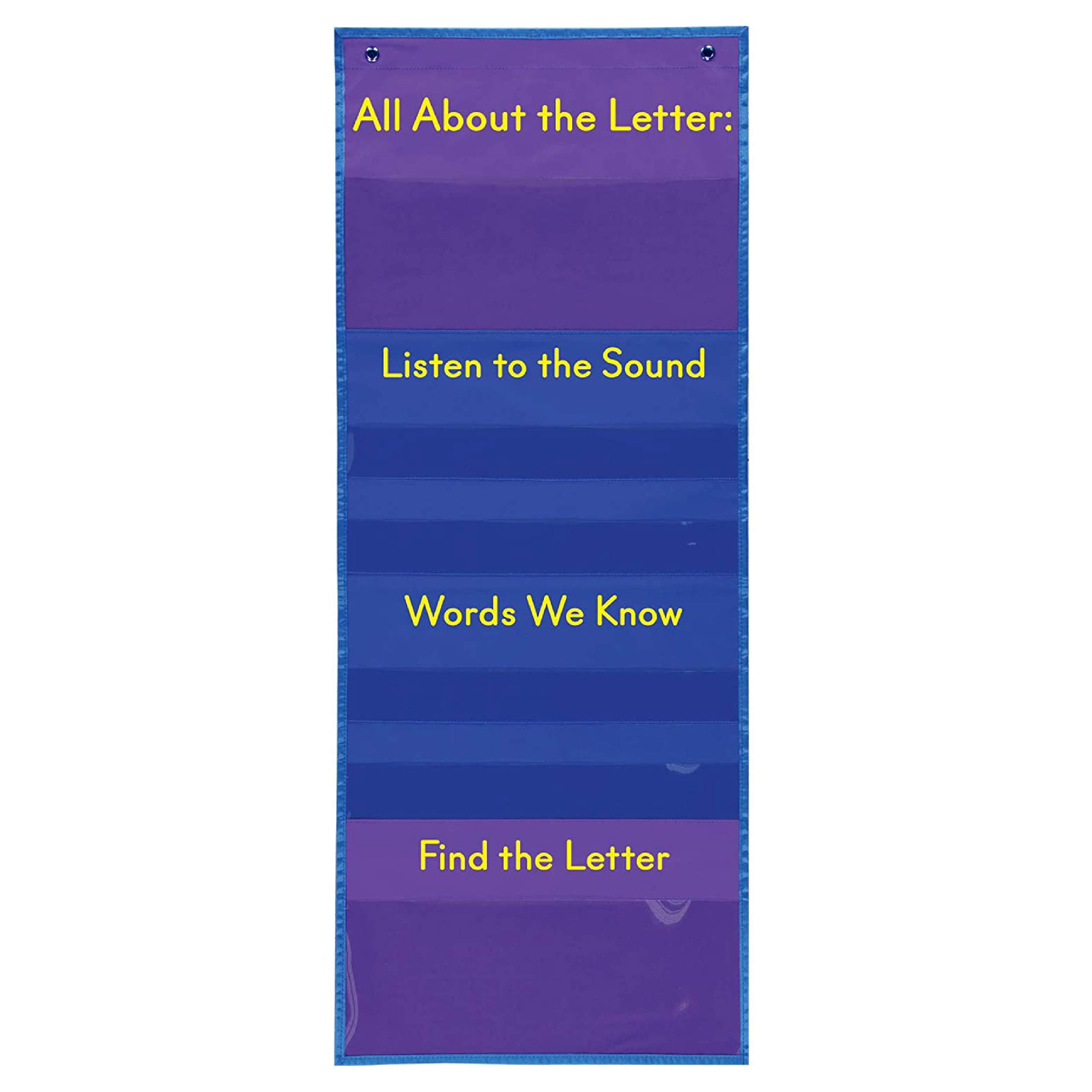 Really Good Stuff All About Letters Pocket Chart - 14" x 37" -Alphabet Learning - Practice Letter Sounds and Reading Basics- Grommets & Magnetic Strip for Easy Hanging, Elementary Classroom Must Haves - Image 8