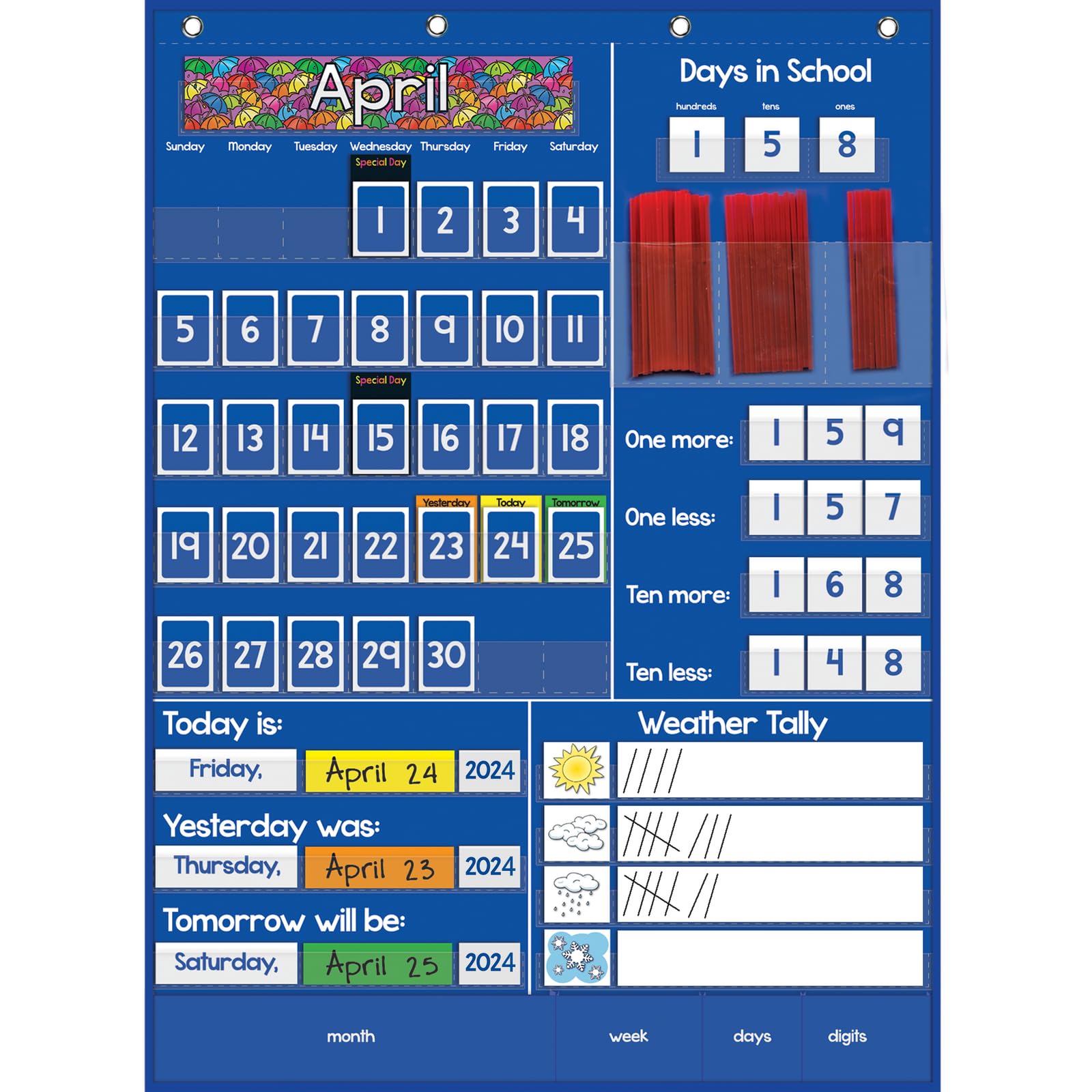 Really Good Stuff All About Today Pocket Chart - 22" x 30" - Grades K-3- Daily Classroom Calendar, Interactive and Engaging Classroom Poster, Homeschool Learning, Teacher Must Haves