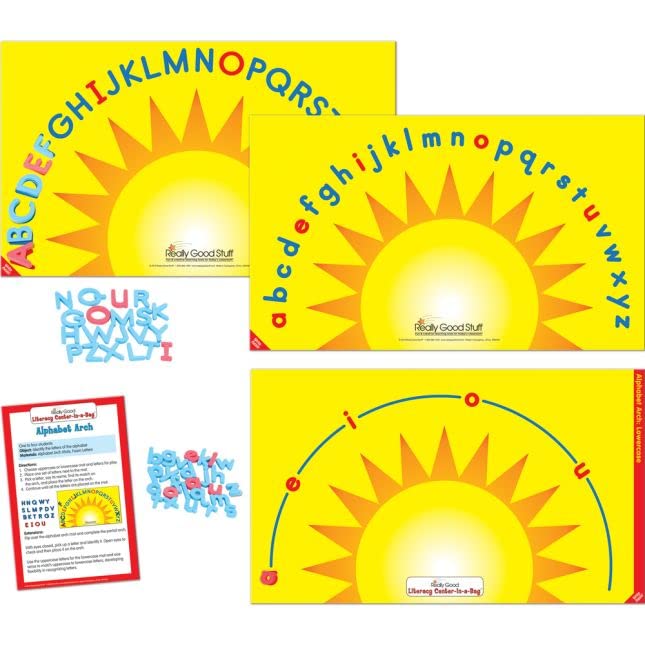 Really Good Stuff Alphabet Arch Literacy Center - Letter Recognition Activity - Includes 2 Play Mats, Foam Letters, Task Card Size 9" by 6", Instructional Guide, and Storage Bag - Image 6