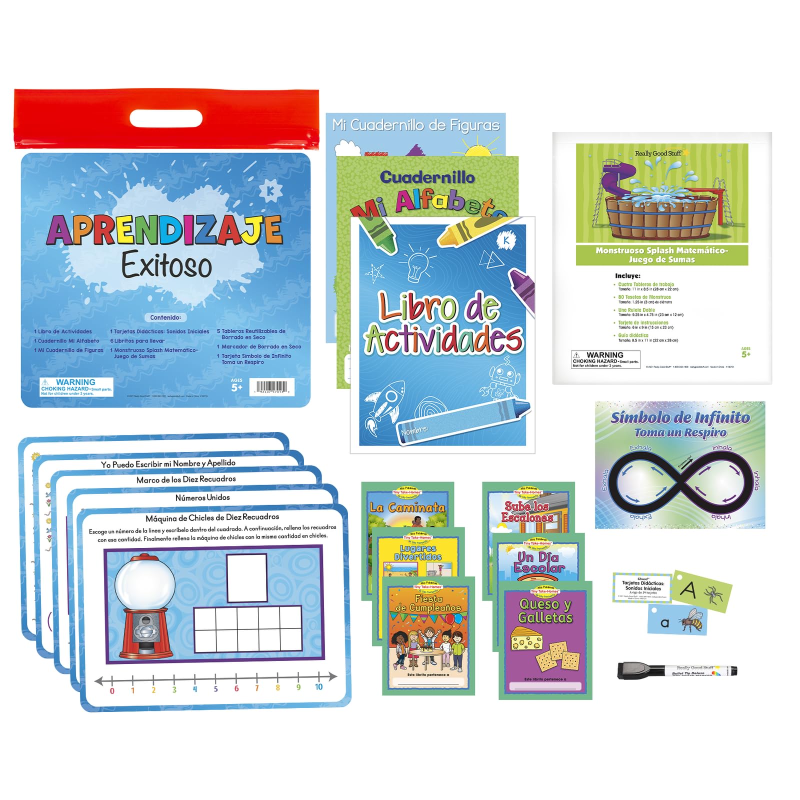 Really Good Stuff Aprendizaje Exitoso: Jardín de infancia - Lectura y Matemáticas (Spanish Learning Success: Grade K – Reading, Math, & SEL)