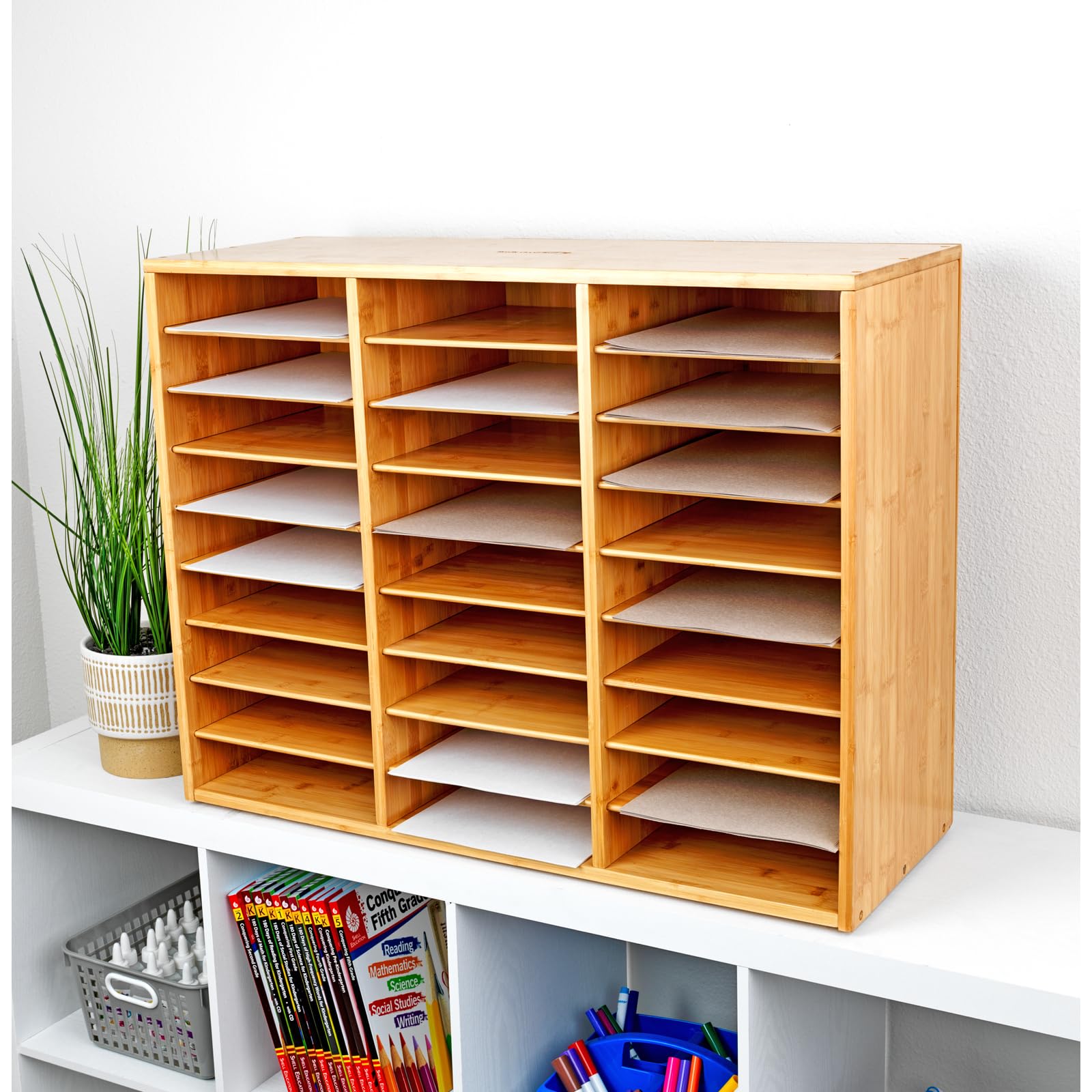 Really Good Stuff Bamboo Mail Center - 27 Compartments for Classroom and Office Organization - Image 2