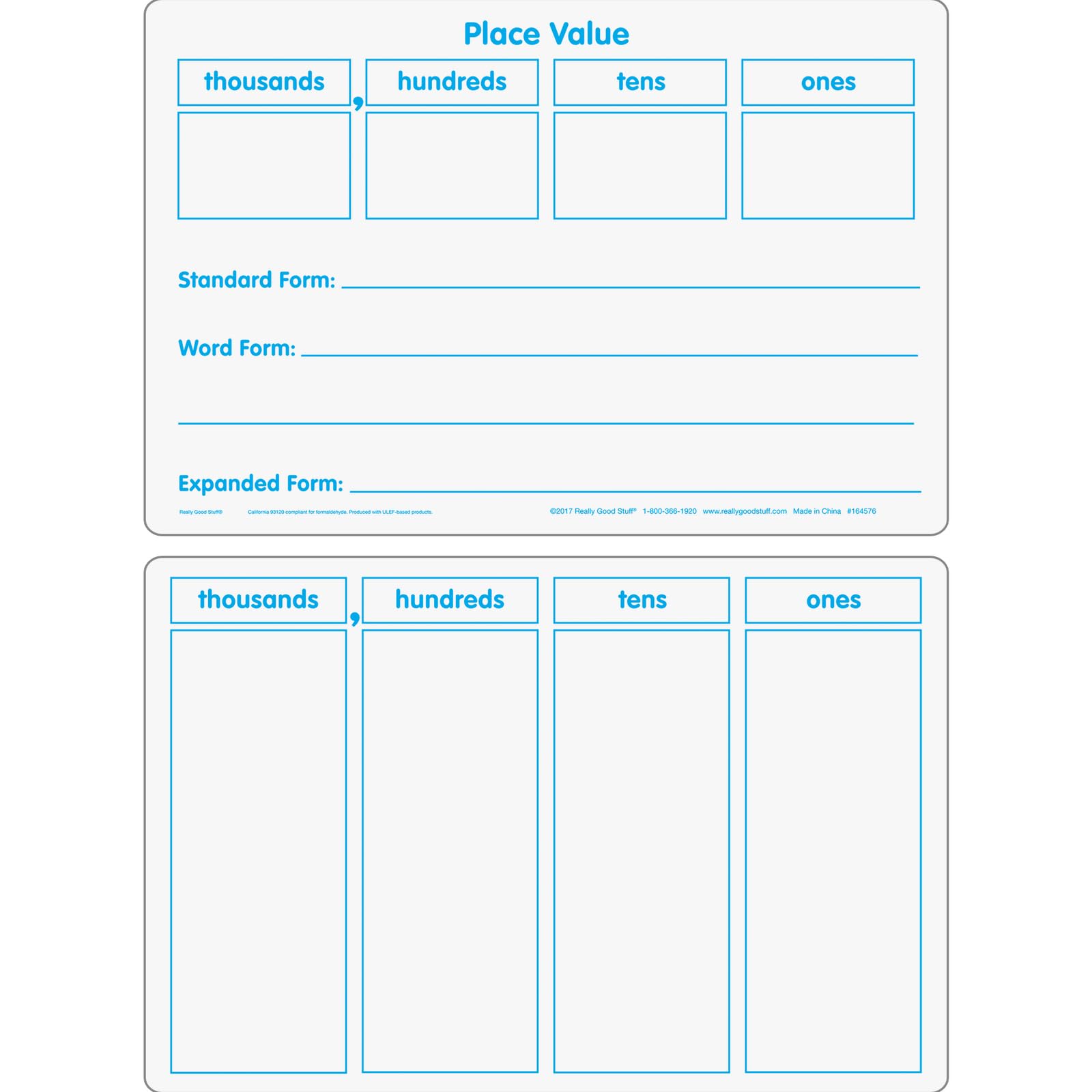 Really Good Stuff Basic Place Value Dry Erase Boards - 6 Boards - Image 4
