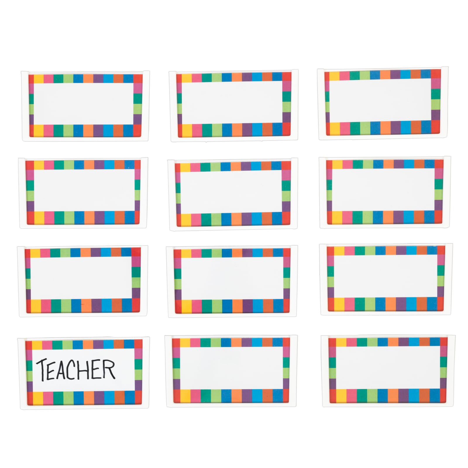 Really Good Stuff Basket and Bin Label Holders with Labels - 12 Pack - Storage for Classroom Organization - Plastic Label Clip & Holder for Baskets - Clear and Durable - Image 7