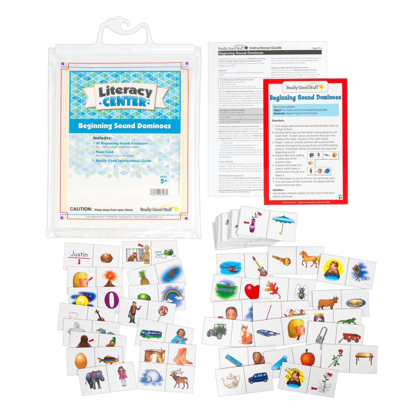 Really Good Stuff Beginning Sound Dominoes Literacy Center - 1 Literacy Center
