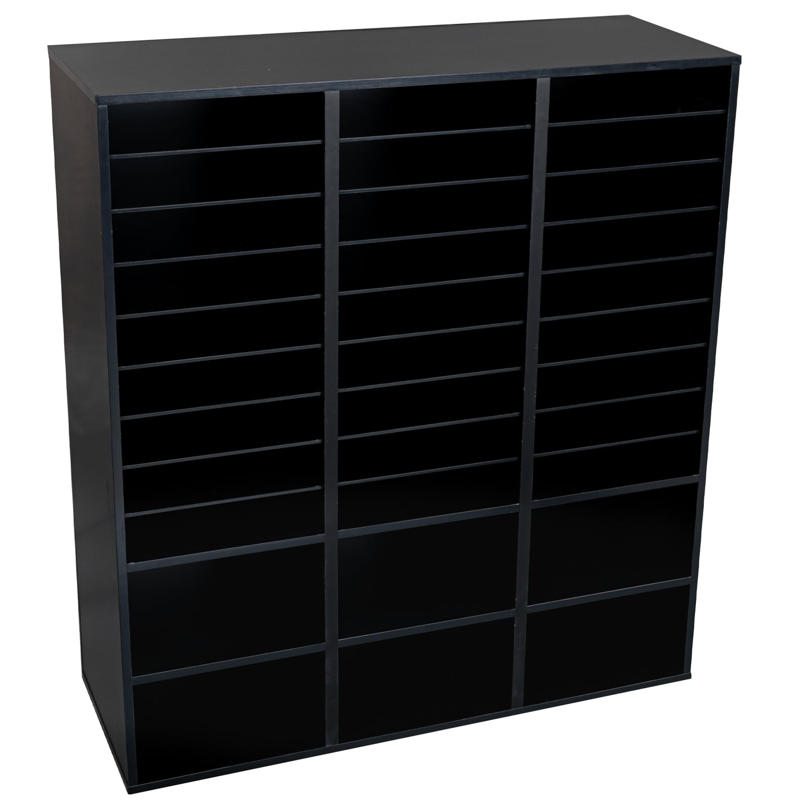 Really Good Stuff Black 27-Slot Mail and Supplies Center with 27 Trays, 6 Cubbies, and Baskets Grouping - 1 Mail Center, 27 Trays, 6 Baskets - Image 2