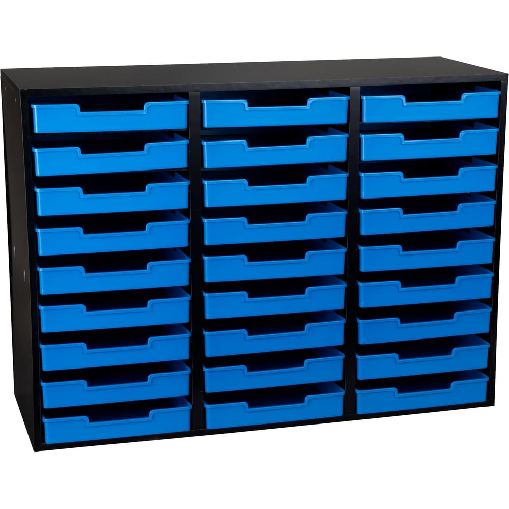 Really Good Stuff Black 27-Slot Mail Center with Trays - Blue