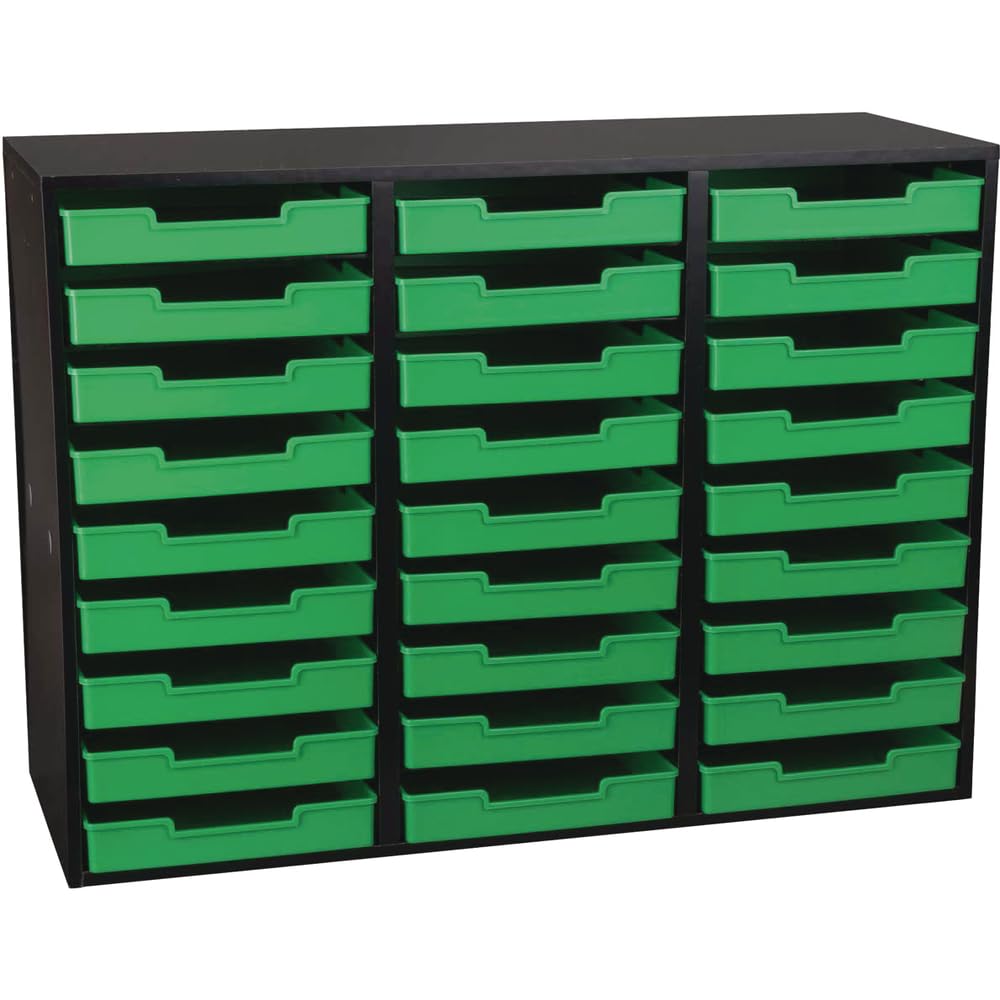 Really Good Stuff Black 27-Slot Mail Center with Trays - Green