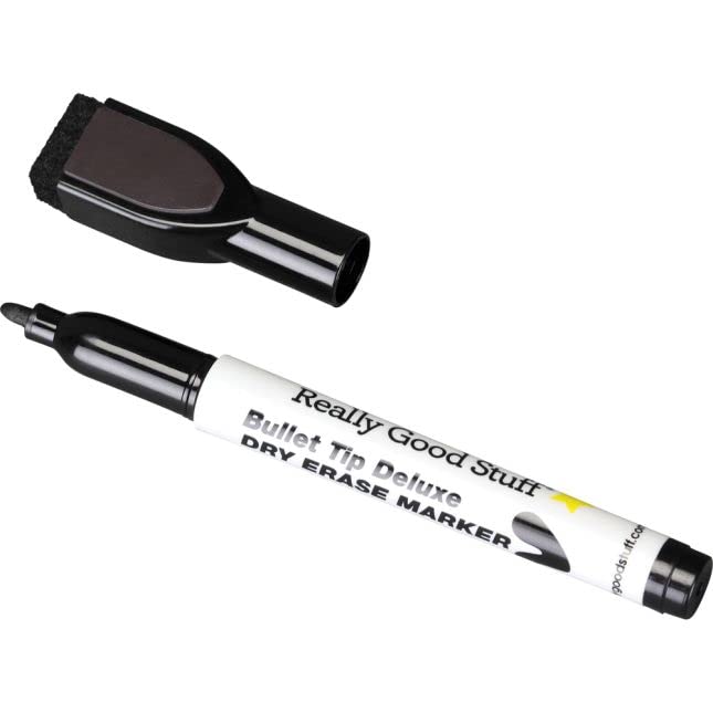Really Good Stuff Black Bullet Tip Deluxe Dry Erase Markers - 12 markers - Image 3