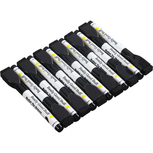 Really Good Stuff Black Bullet Tip Deluxe Dry Erase Markers - 12 markers - Image 4