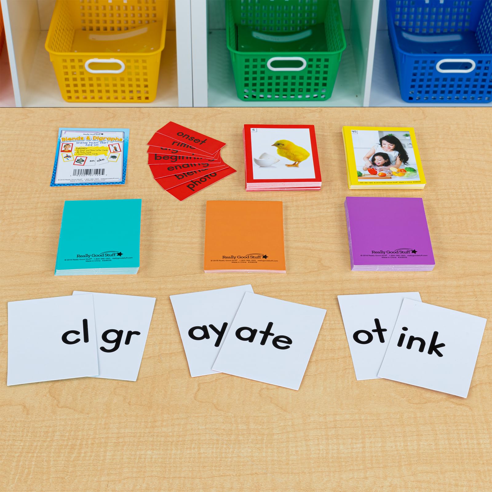 Really Good Stuff Blends and Digraphs Pocket Chart Tent and Cards Kit - 1 Pocket Chart, 115 Cards - Image 5