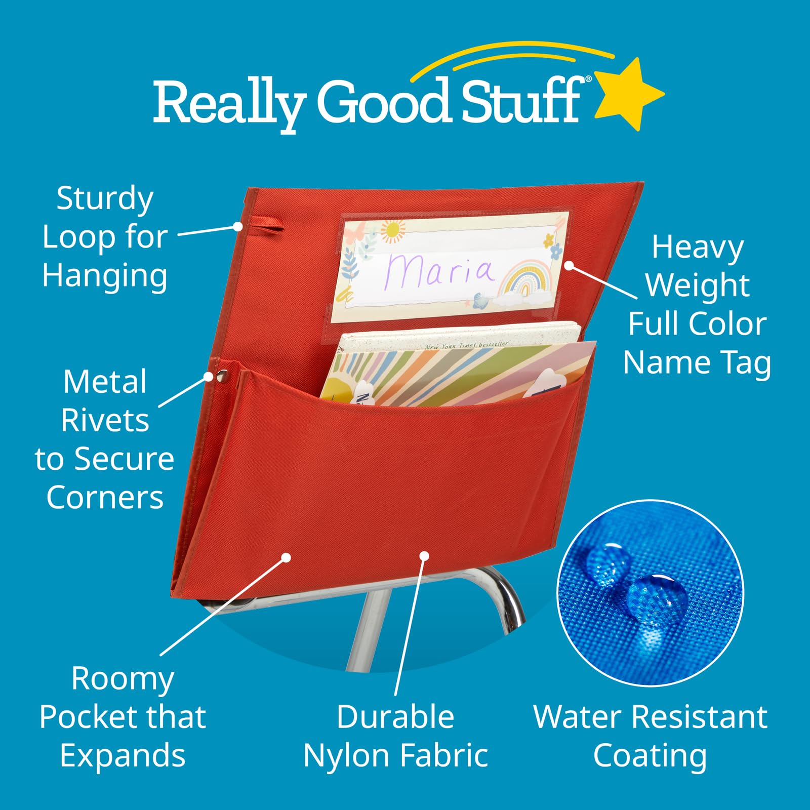 Really Good Stuff Boho Chair Pocket Classic -Clay Chair Pocket with Clay Trim - Single - Image 6