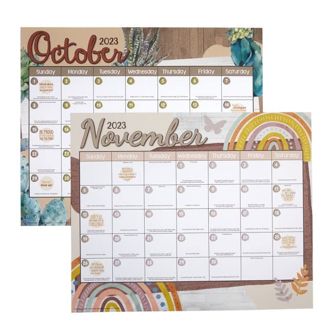 Really Good Stuff Boho Monthly Calendar Pages and Stickers 2023-2024 Double Sided - Image 5