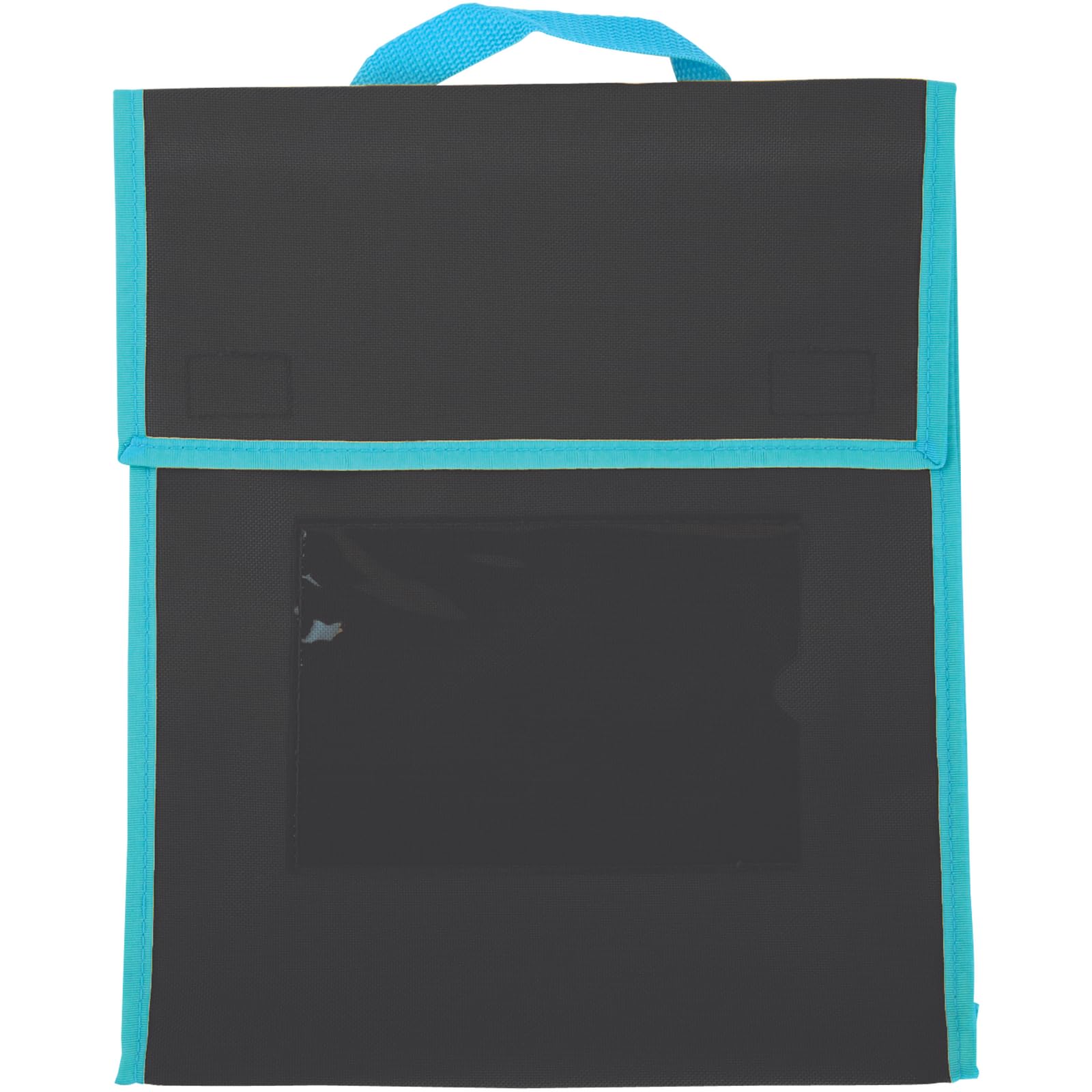 Really Good Stuff Book Pouch - 36 Pack - Water Resistant- Send Home Books and Homework in Durable Fabric Book Bag - Stitched-On Handle, Clear Name Tag Pocket, Medium Black with Blue Trim