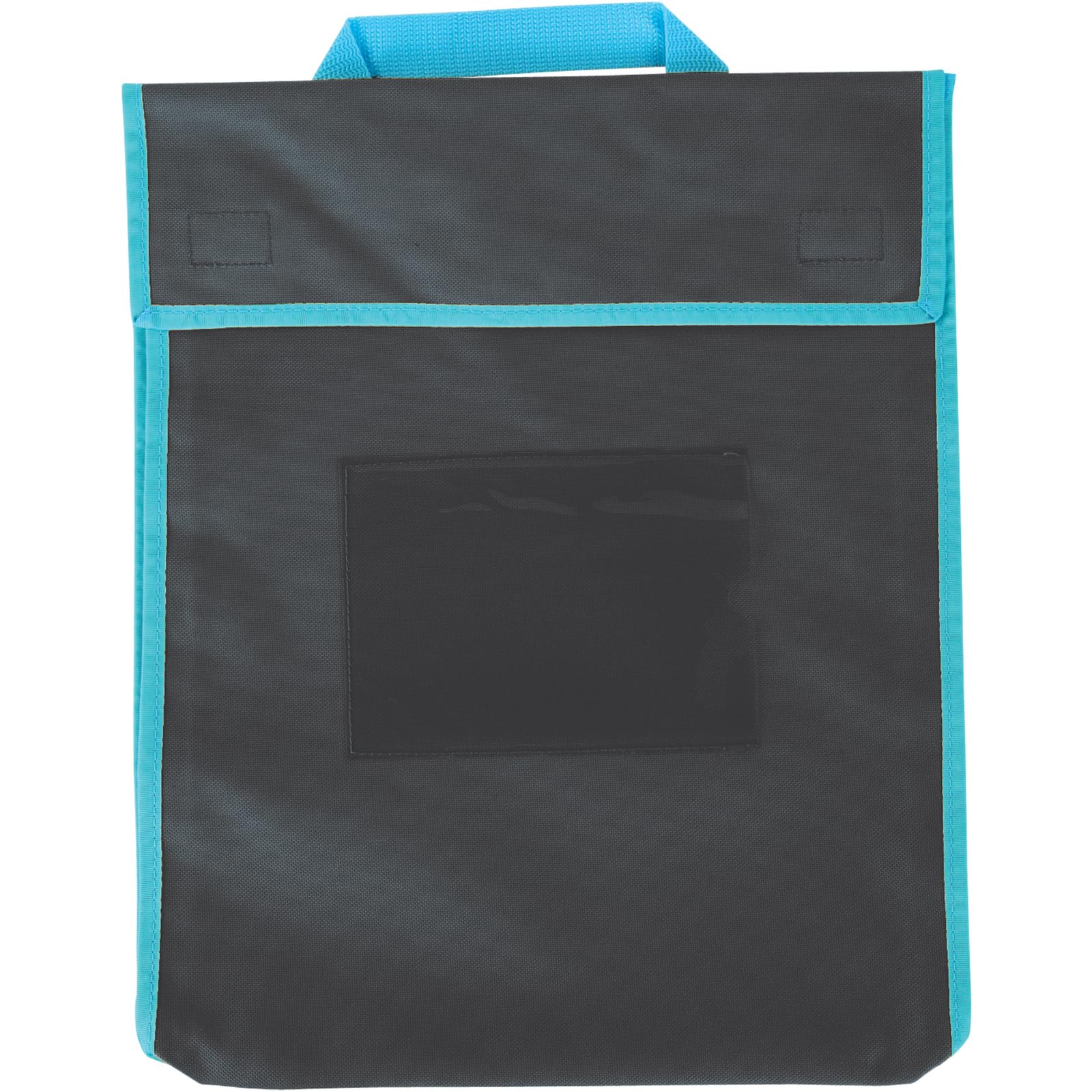 Really Good Stuff Book Pouch ? 36 Pack - Water Resistant- Send Home Books and Homework in Durable Fabric Book Bag ? Stitched-On Handle, Clear Name Tag Pocket, Large Black with Blue Trim