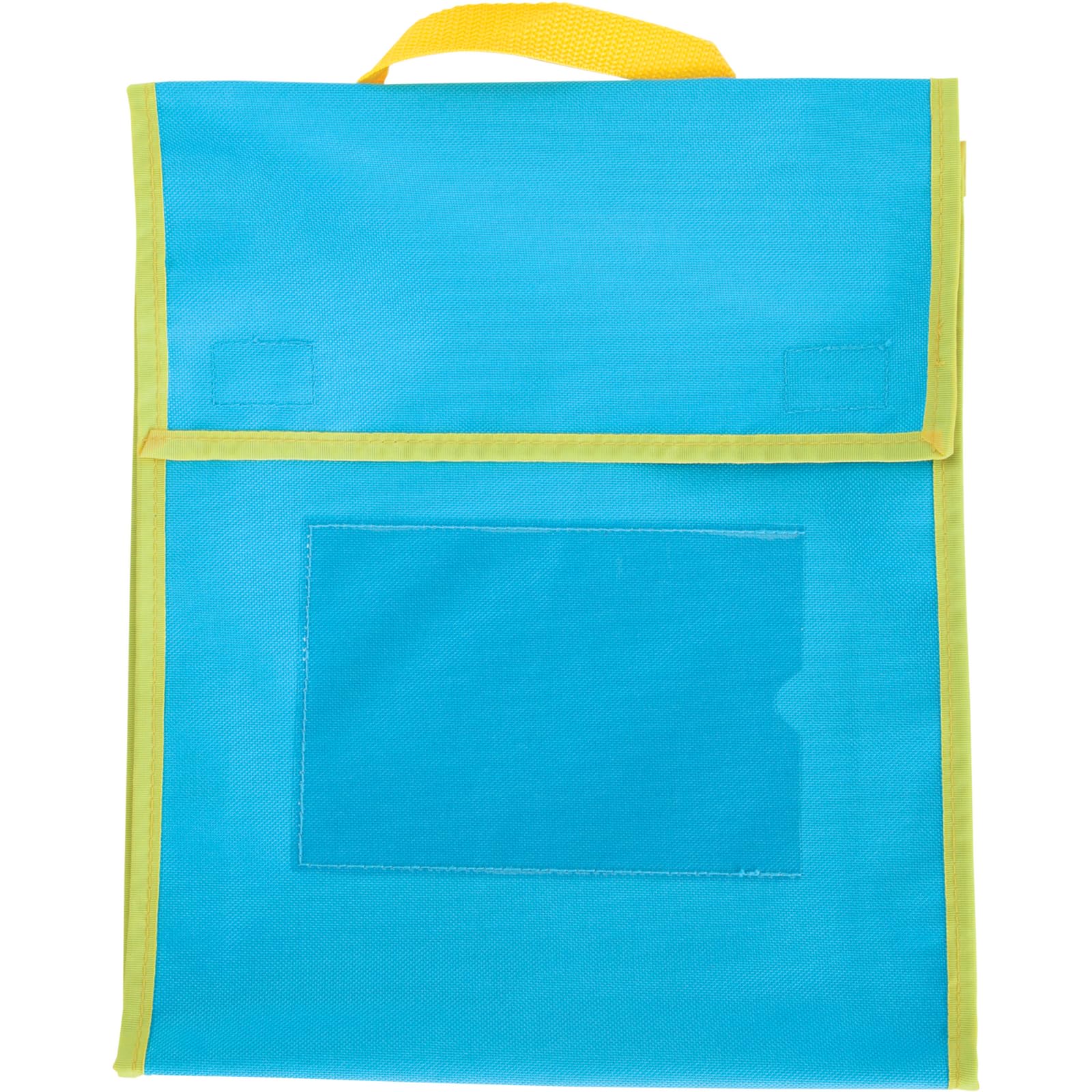 Really Good Stuff Book Pouch ? 4 Pack - Water Resistant- Send Home Books and Homework in Durable Fabric Book Bag ? Stitched-On Handle, Clear Name Tag Pocket, Medium Blue with Yellow Trim